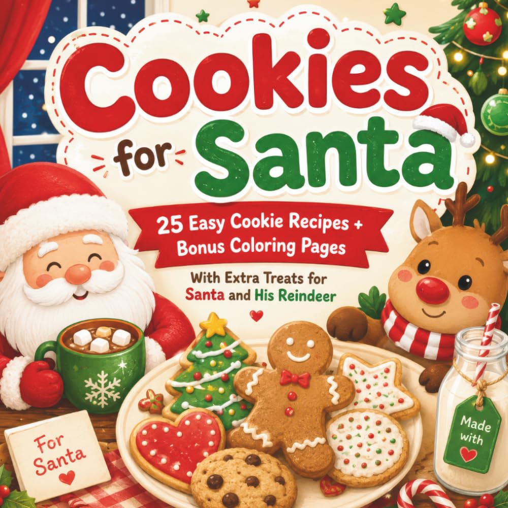 Cookies for Santa: 25 Easy Cookie Recipes + Bonus Coloring Pages (with Extra Treats for Santa & His Reindeer)