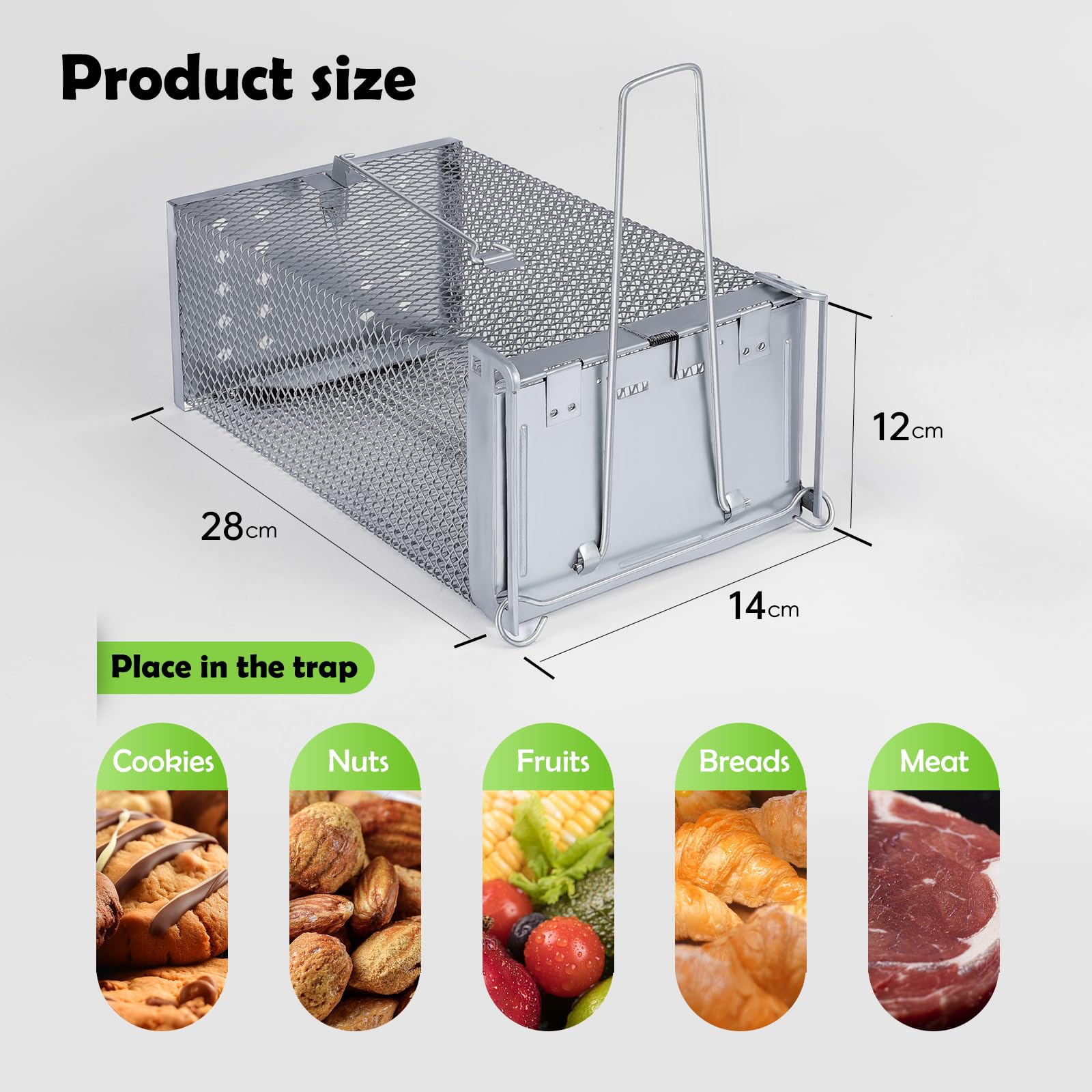 Piège à Souris et Rats Vivant, Format XXL, Respectueux des Animaux, Haute Sensibilité, Réutilisable – Piège à Rongeurs pour Cuisine, Jardin, Entrepôt (Argenté)