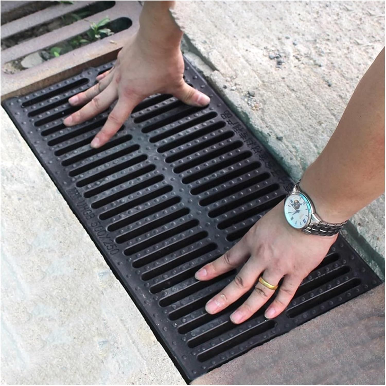 GLDYTVF Drainage Grate Covers for Channel Drains Square Drain Grates for Rainwater Wells Patio Fencing Garden and Pool - Durable Heavy-Duty Rust-Resistant Design