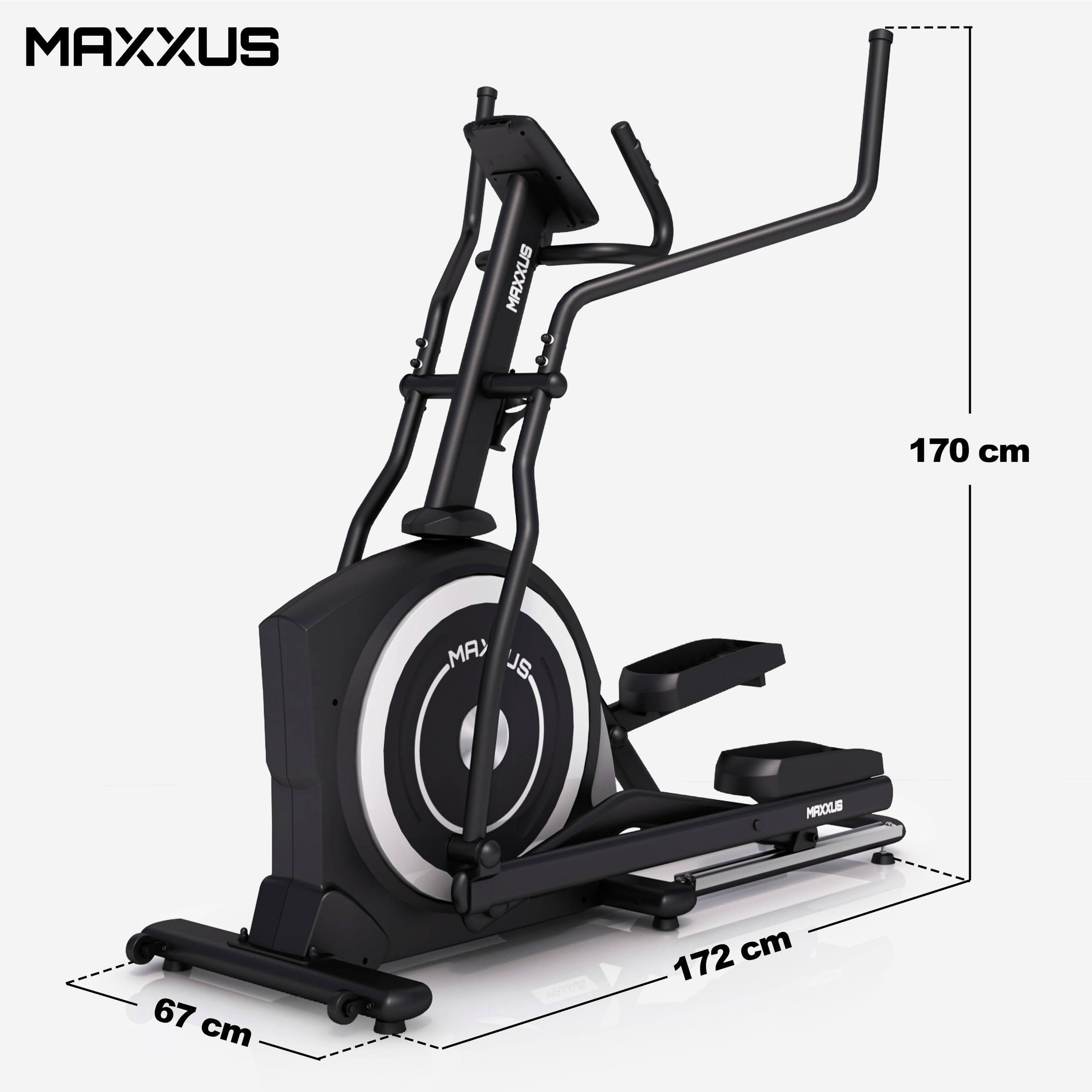 MAXXUS CX 5-1 Vélo Elliptique Appartement Mixte - 16 Niveaux de Résistance – Inertie 24kg – CrossTrainer Silencieux – Foulée 54cm pour Homme et Femme – Appli – 16 Programmes – Marque Allemande