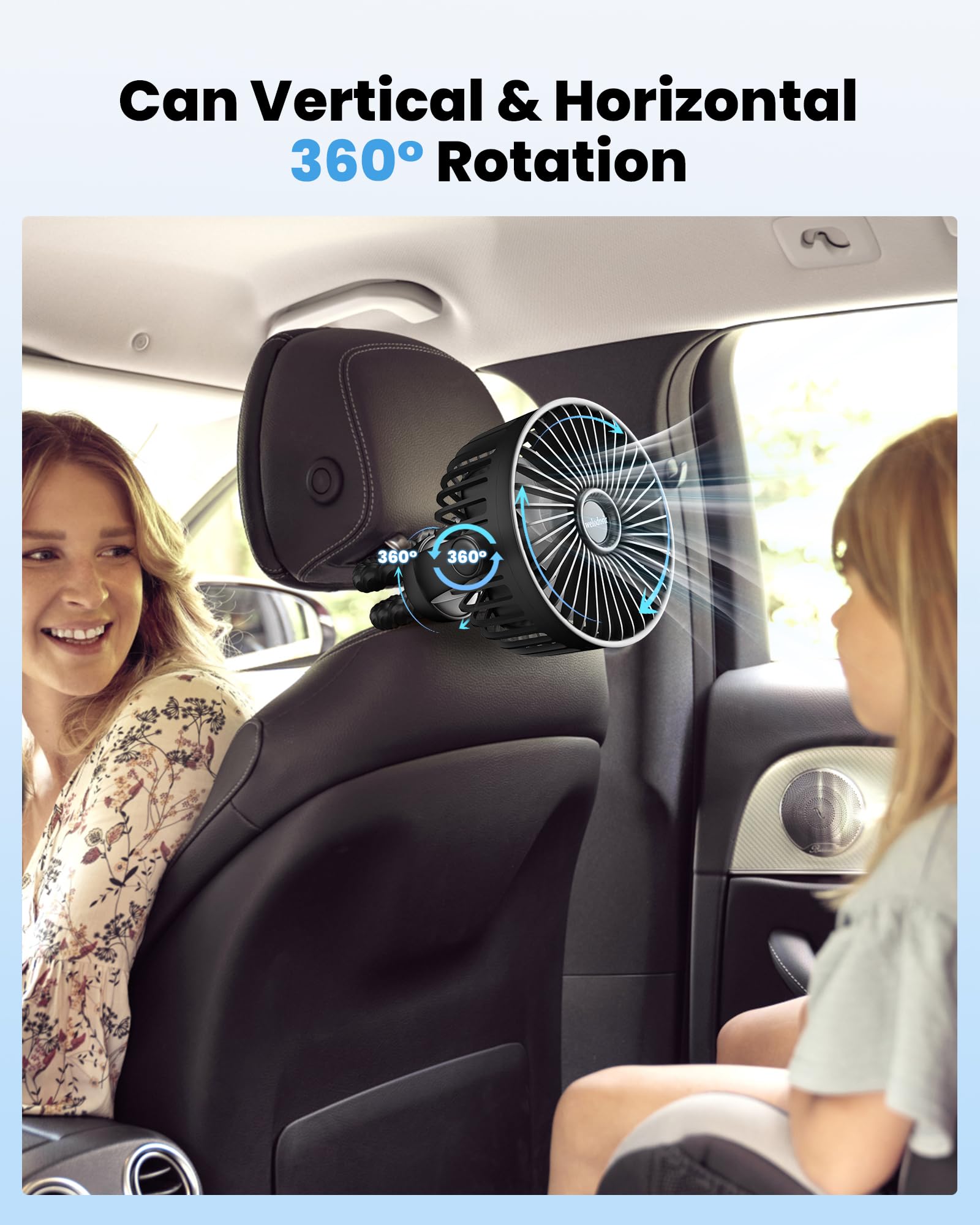 Portable Pram Fan, 5200 mAh Rechargeable Personal Fan, with 360° Rotate Flexible Tripod and TYPE-C Port 3 Speed Small Mini USB Clip-on Fans Can Handheld and Desk for Stroller Car Seat Crib Outdoor — view 3