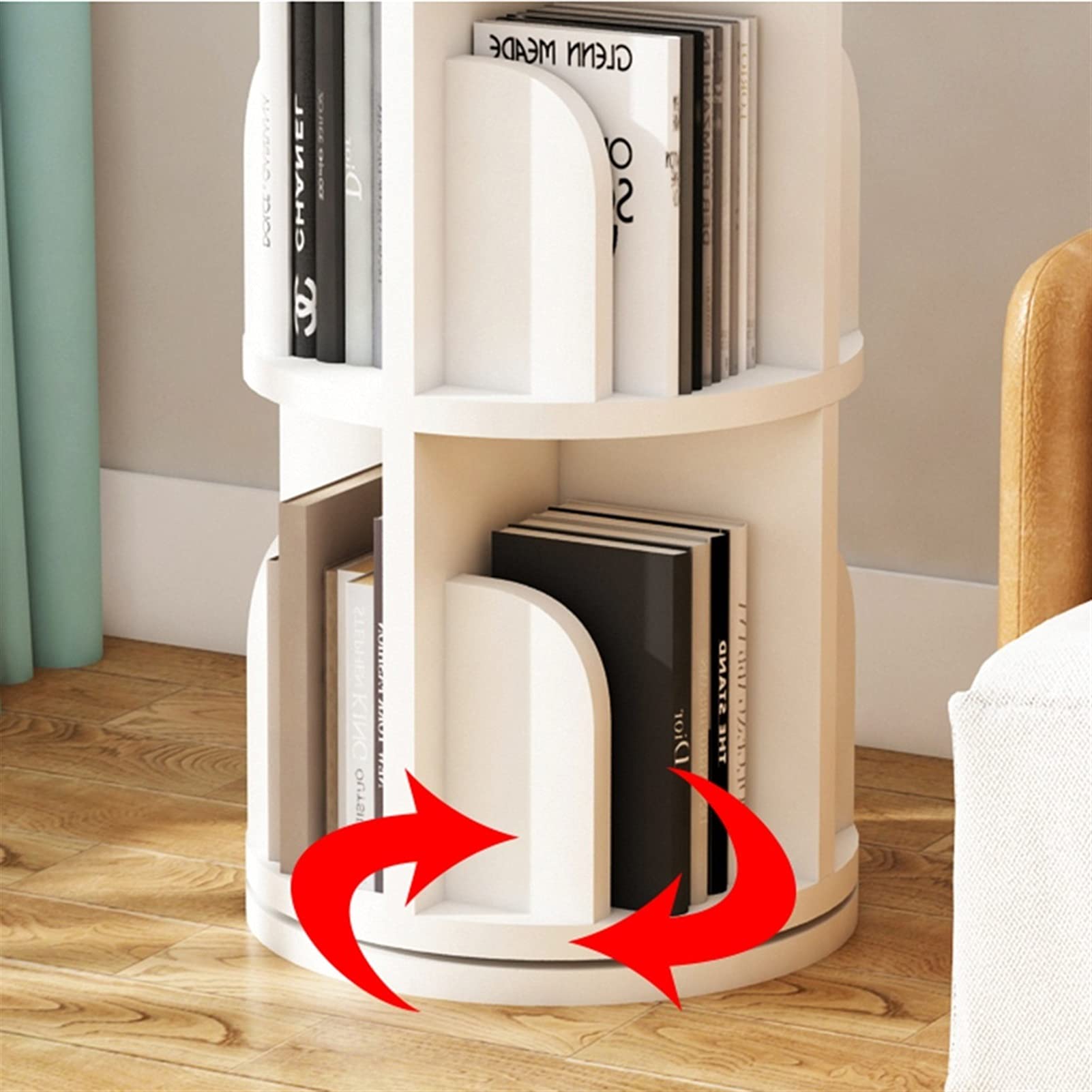 Biblioteca de niños 360 giratoria, Sala de Estar de la Sala de Estar estimula el interés en el Aprendizaje, (Color : Blanco, Size : 39 * 68cm)
