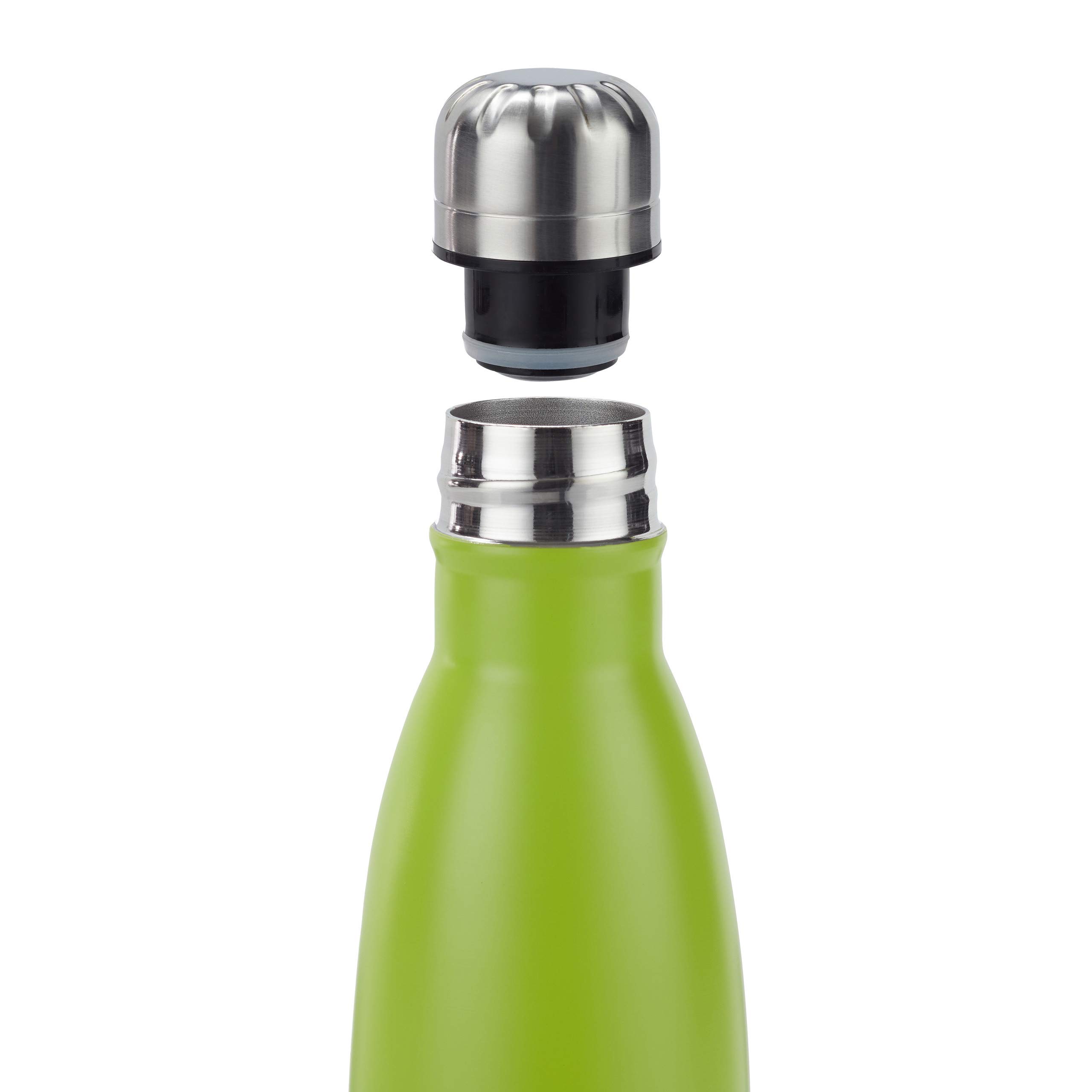 9x Bottiglia Termica in Acciaio Inox, Chiusura Ermetica, per Bevande Calde e Fredde, Borraccia Isolante 500 ml, verde