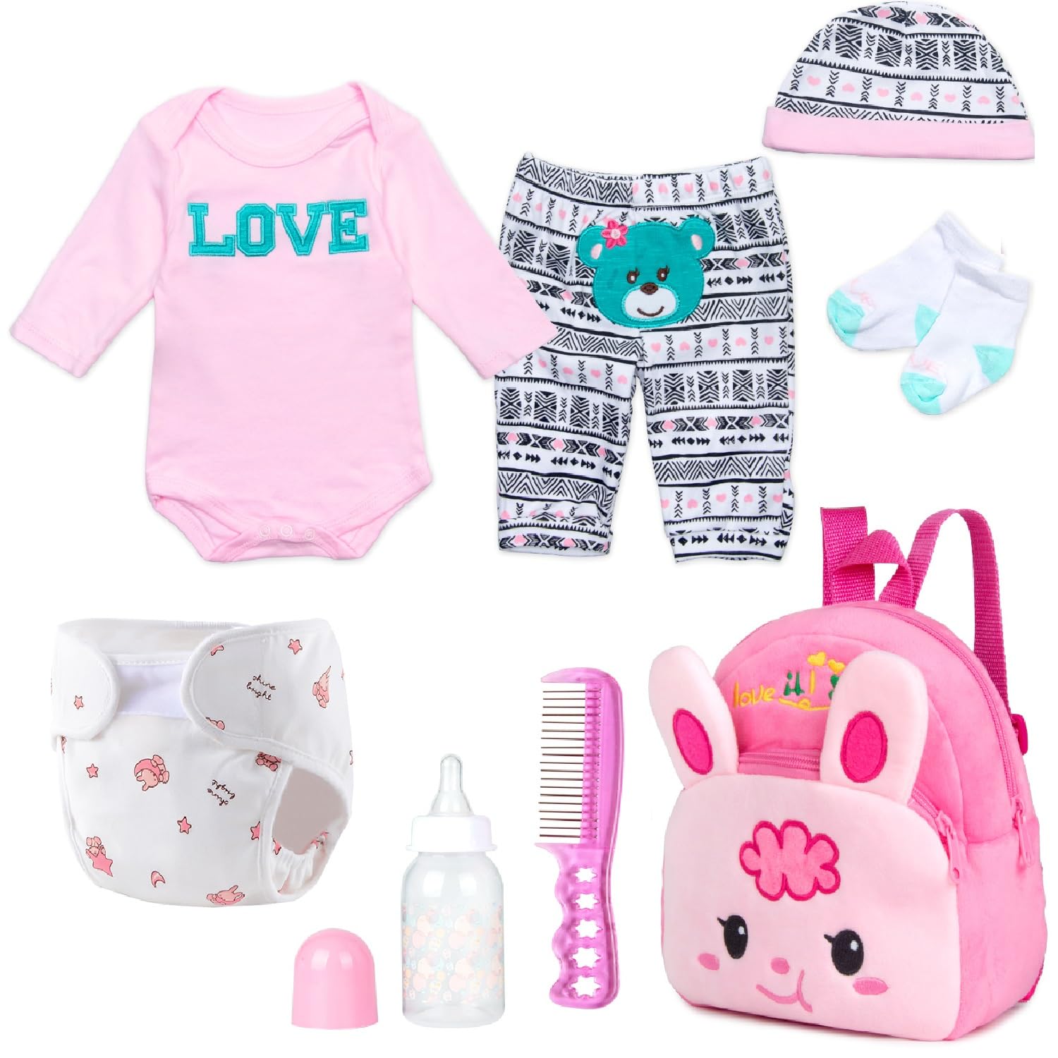 Amazon.co.jp: Reborn Baby Girl 人形 服 ピンク 衣装 アクセサリー 8