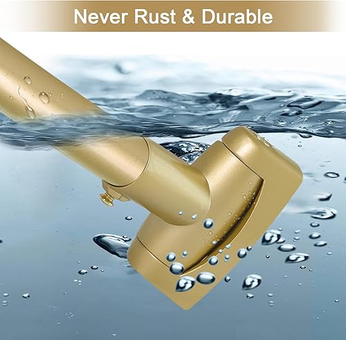 Miniatura 8 de YNL Barra de cortina de ducha curvada de 35 a 82 pulgadas (2.9 a 6.8 pies), barra de ducha redonda dorada a prueba de óxido para bañera, barra de