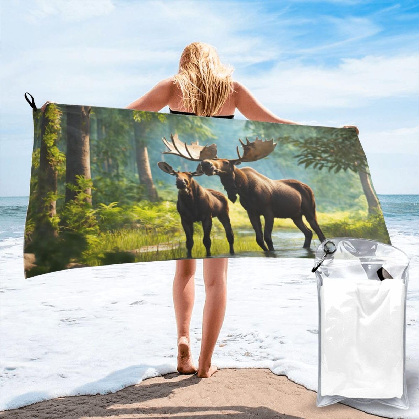 Toalla de adulto con diseño de bosque, ideal para senderismo, fitness y playa