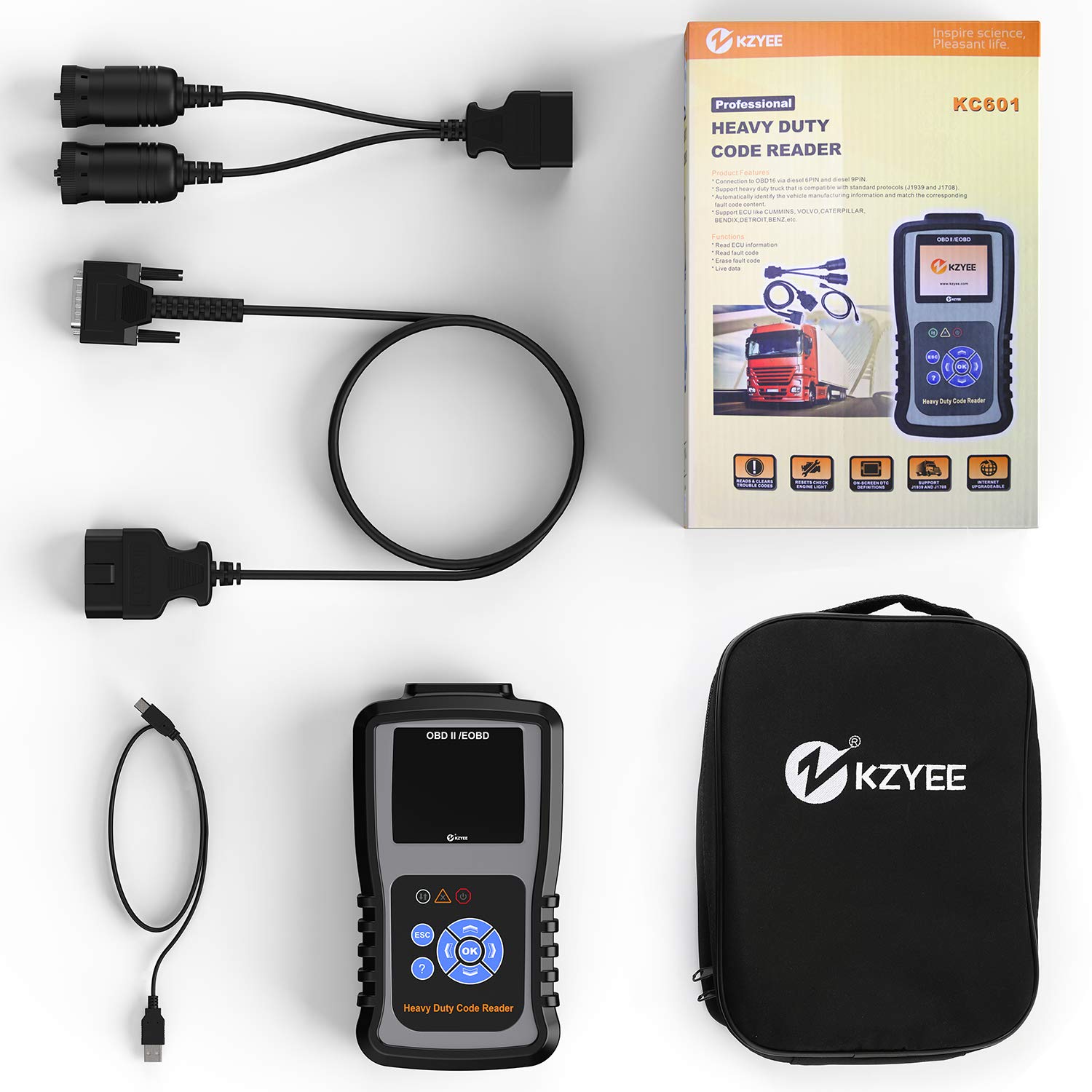 Buy KZYEE KC601 Heavy Duty Scan Tool, Diesel Truck Diagnostic Scanner
