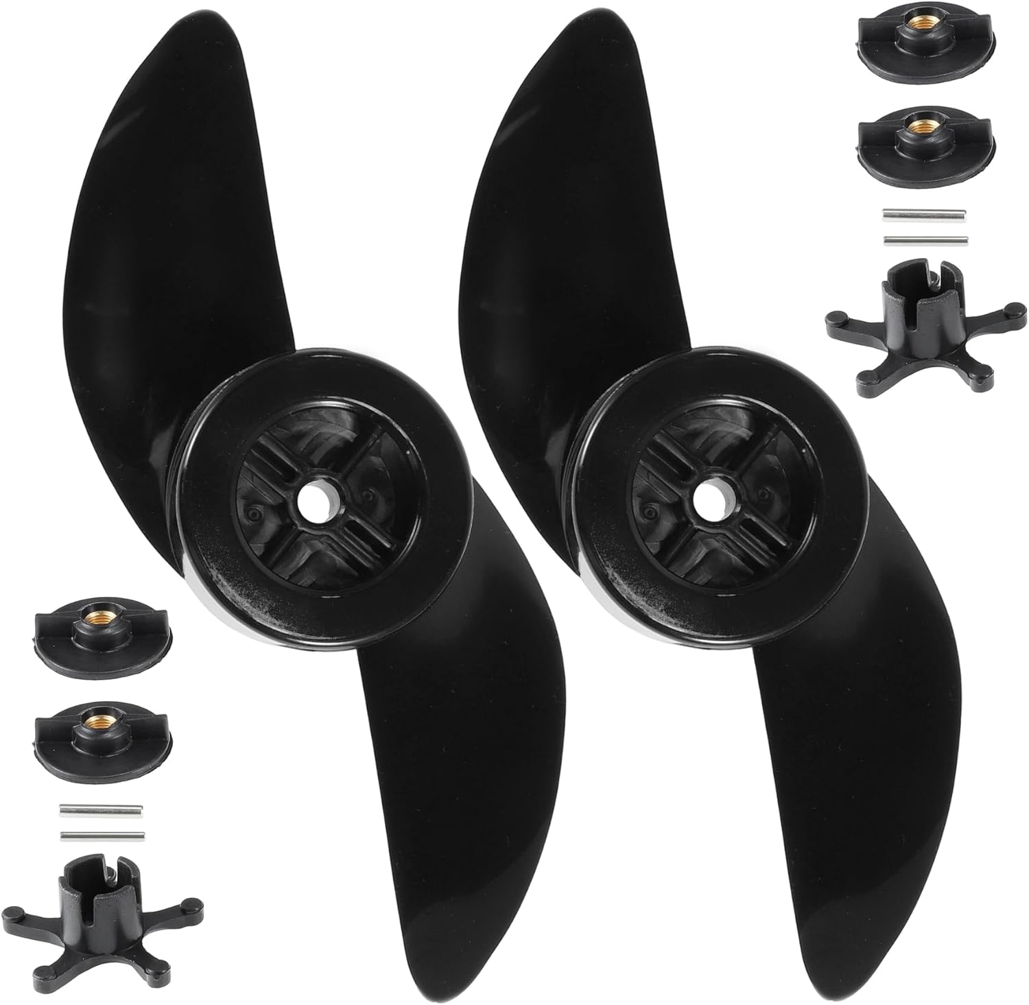 2x Trolling Motor Outboard Propeller Set for HAIBO ET44L/ET54L/D65L/T34, 2-Blade Electric Trolling Motor Boat Prop, Propeller for Marine, Fishing Boats, with Prop Nut Pin Wrench