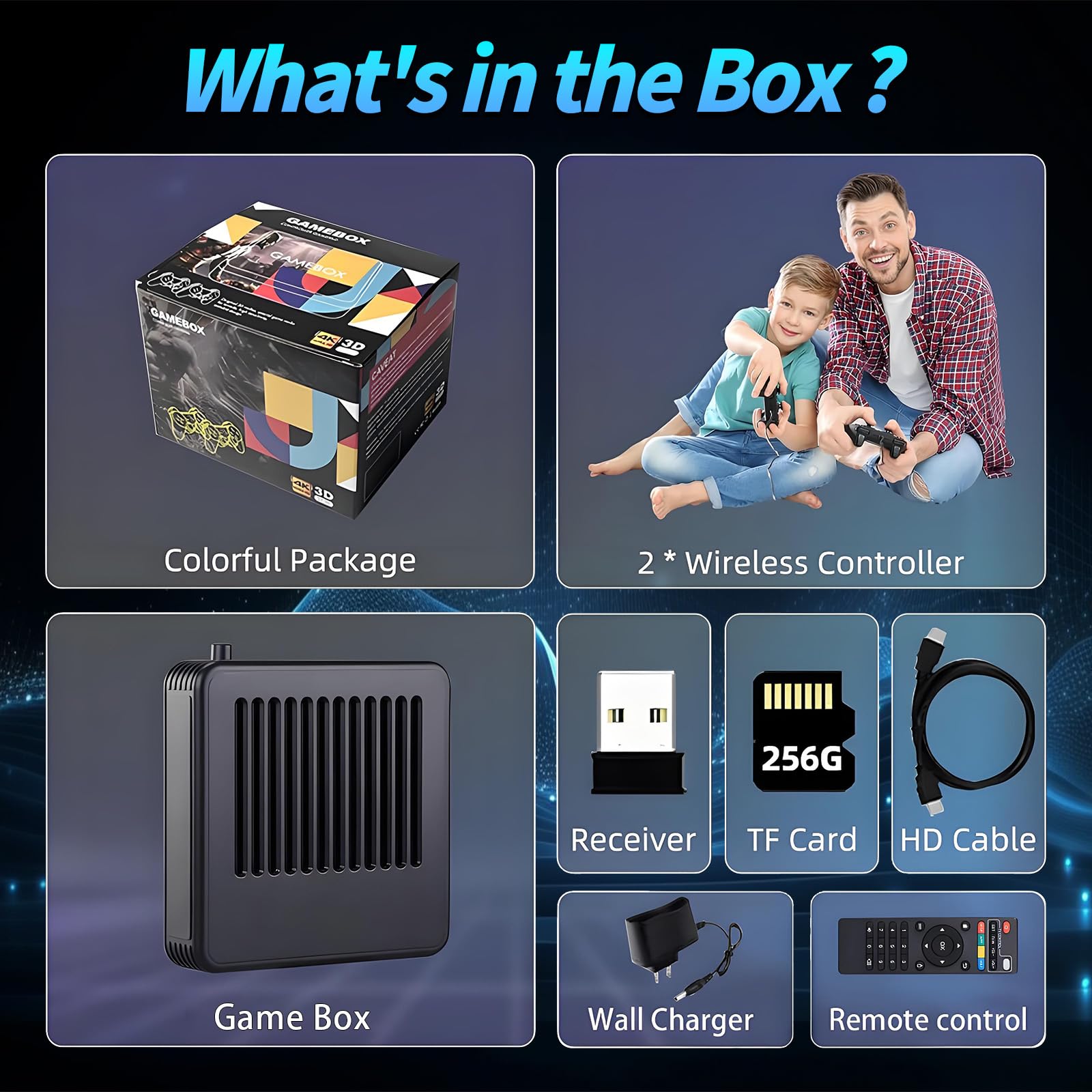 G11 Pro Game Box Console de jeu vidéo 256G intégré 60000 + jeux rétro 2.4G manette de jeu sans fil 4 pièces 4K HD TV Game Stick pour PS1/GBA  44