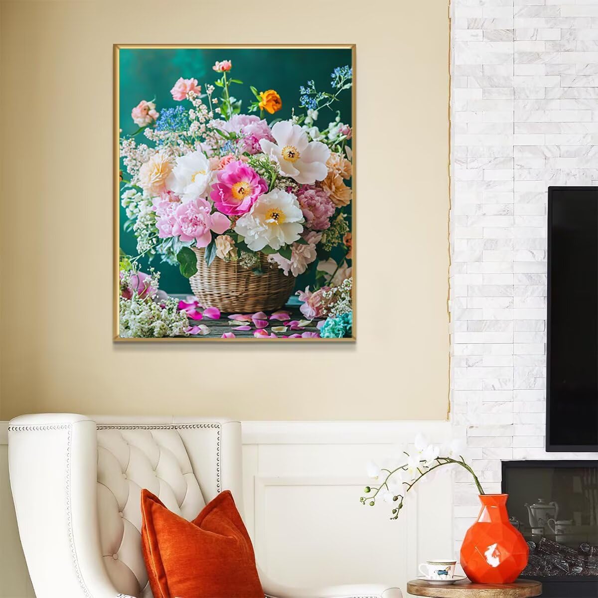 Dipingere con i Numeri Fiore, Paint by Numbers Adulti Paesaggio, Fai da te Creativi Adulti Quadri da Dipingere Numerati Kit per Decorazione Della Parete di Casa, Regalo 100x135 cm Senza Cornice 4F-0