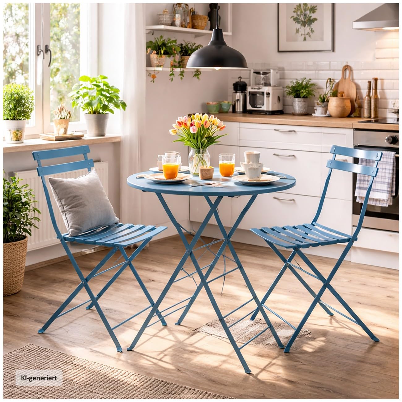 HTI living Gartenstuhl 2er-Set Basil Metall Blau
