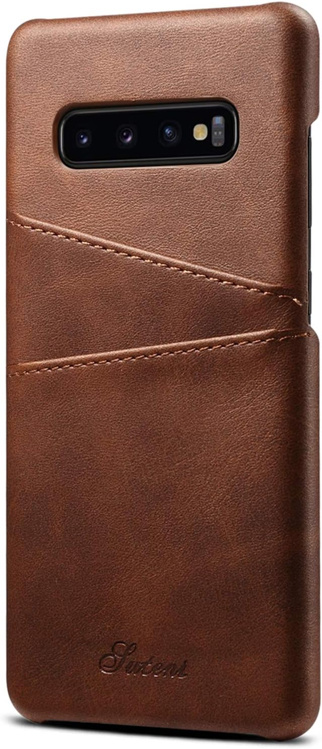 Wallet Case Compatible Samsung Galaxy S10 (2019), 6.1 inches, Slim PU Leather Back Case Cover with Business ID Card Slots for 2019 New Samsung Galaxy S10 Brown