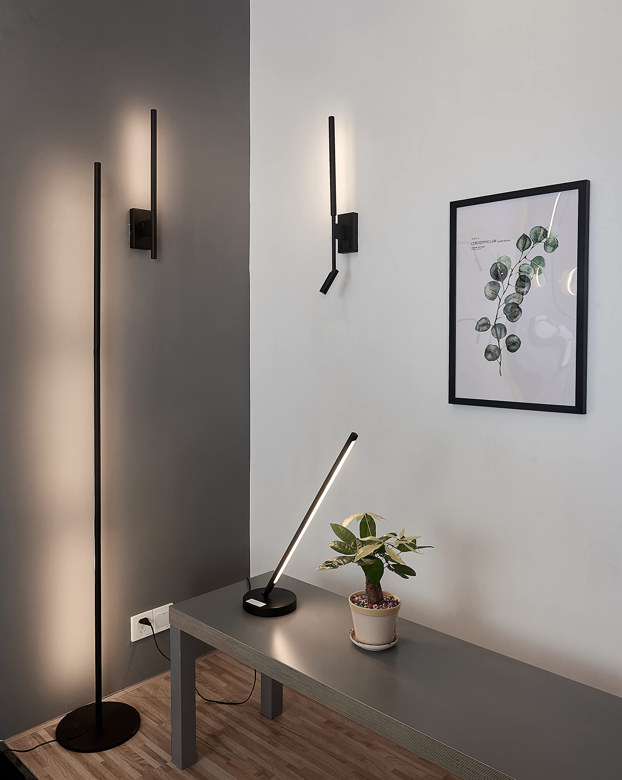 Mantra Iluminación. Modelo TORCH. Aplique de pared fabricado en acrílico acabado en color negro arena