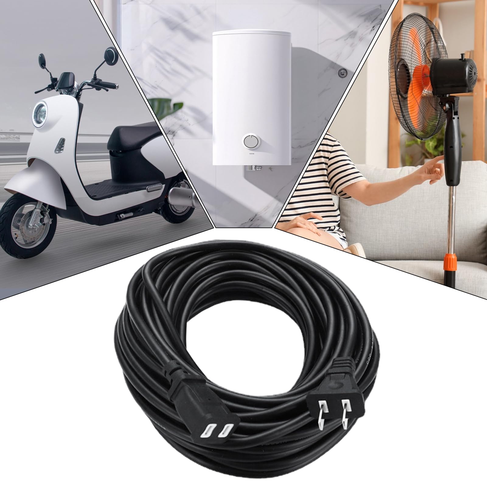 Rallonge Électrique Noire Câble Long Flexible Pour Appareil D'extérieur