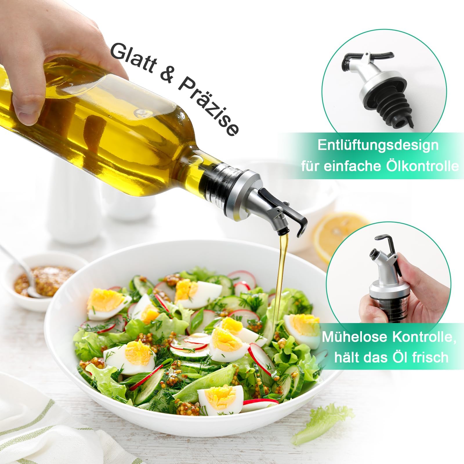 Gmisun Ölflaschen Set 2-tlg. - 500ml Glas Ölspender Mit Edelstahlauslauf