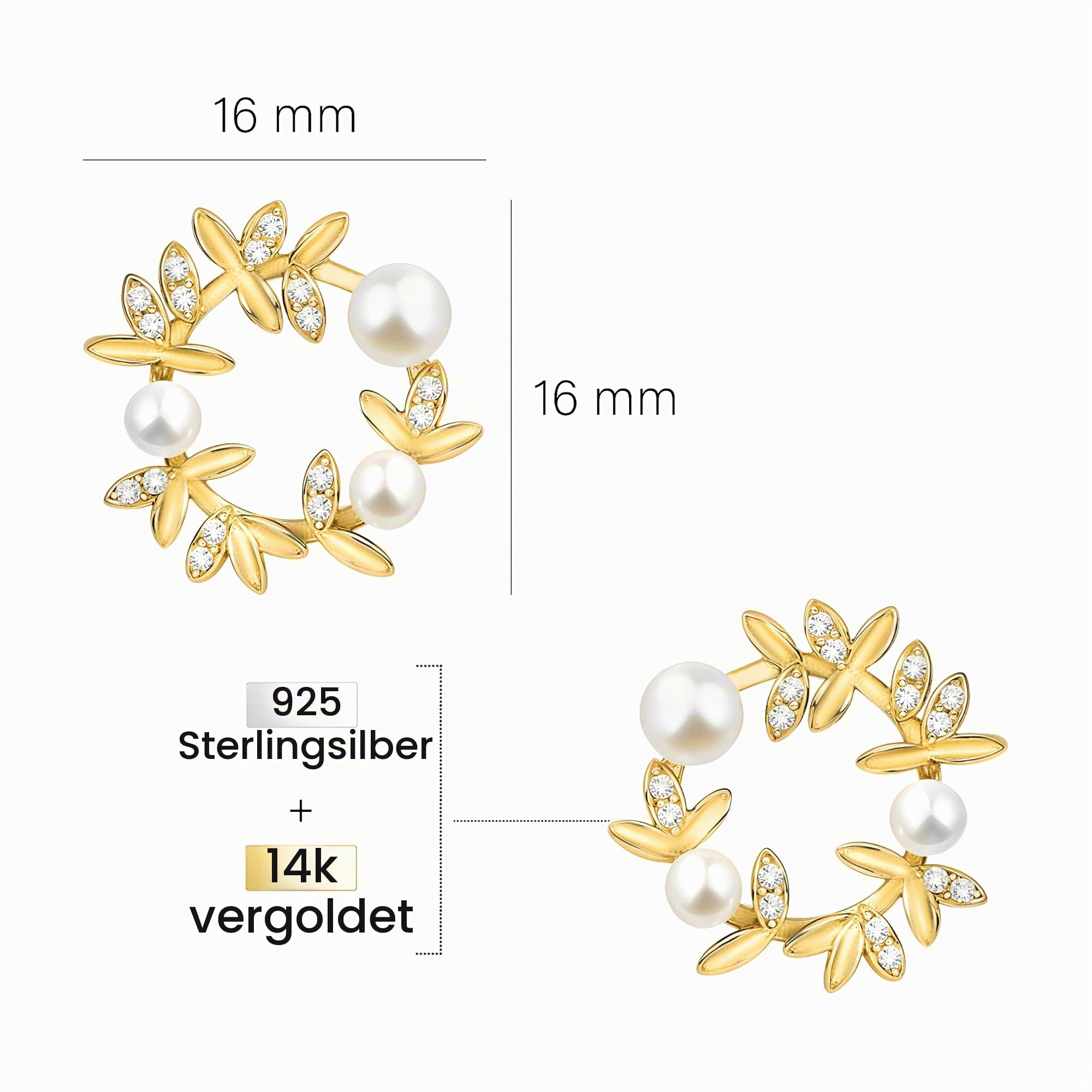 SOFIA MILANI - Damen Ohrringe 925 Silber - mit Zirkonia Steinen - Blumen Kranz Ohrstecker