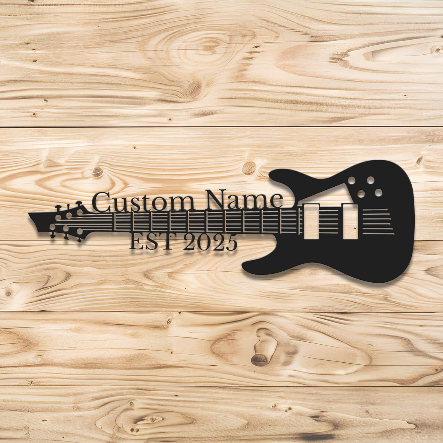 Gewasi Style-4 Personalized Guitar Metal Sign - Custom Music Wall Art, Rockstar Gift, Band Room Decor, Durable Metal Name Plaque For Musicians & Music Lovers (Style-4)