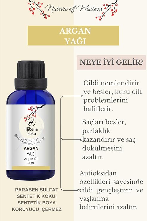 Argan Yağı (Argan Oil) Sertifikalı%100 Saf ve Doğal Soğuk Sıkım 50 ml