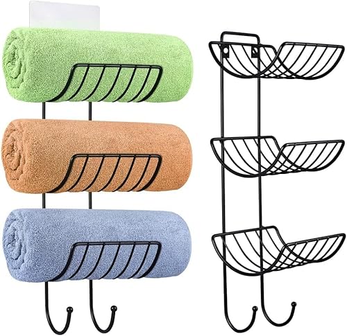 Handtuchhalter für Badezimmer, Wandmontage, Handtuchhalter für Handtuchaufbewahrung, Handtuch-Organizer, Wandhalterung, 2 Stück