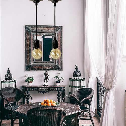 Miniatura 8 de Luz colgante de cerámica, kit de luz de cerámica, mini luz colgante industrial, base de lámpara E26, kit de luz colgante ajustable retro con línea