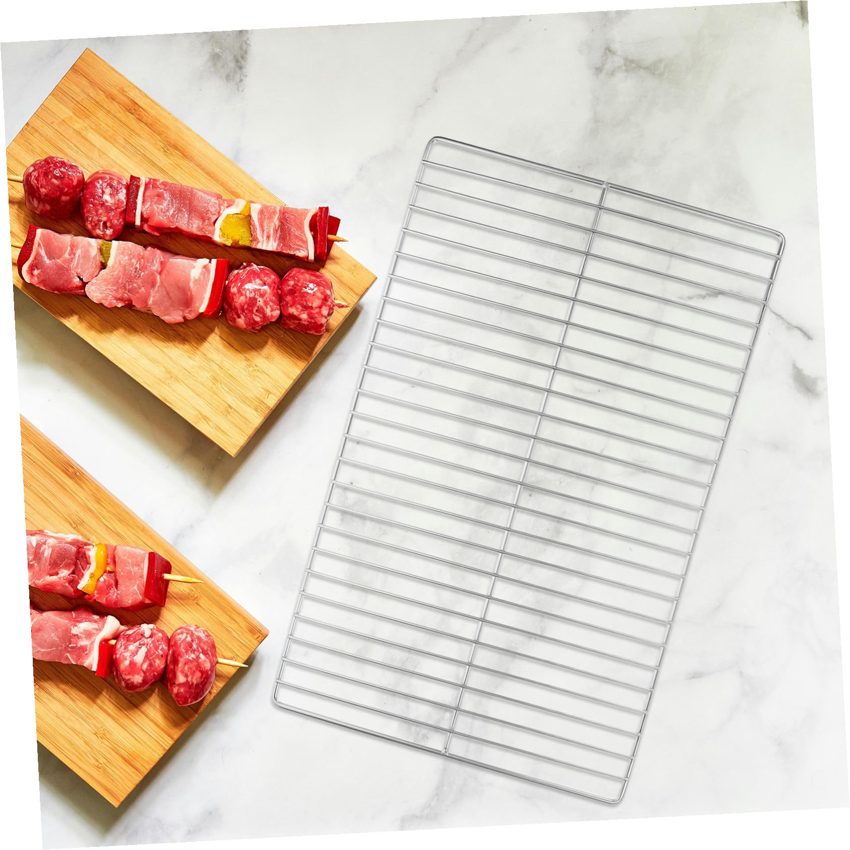 Griglia per fornello da campeggio in acciaio inox, griglia per barbecue a rete per cucinare all'aperto, ideale per picnic, barbecue, carne, verdure e pesce, accessorio portatile per grigliare