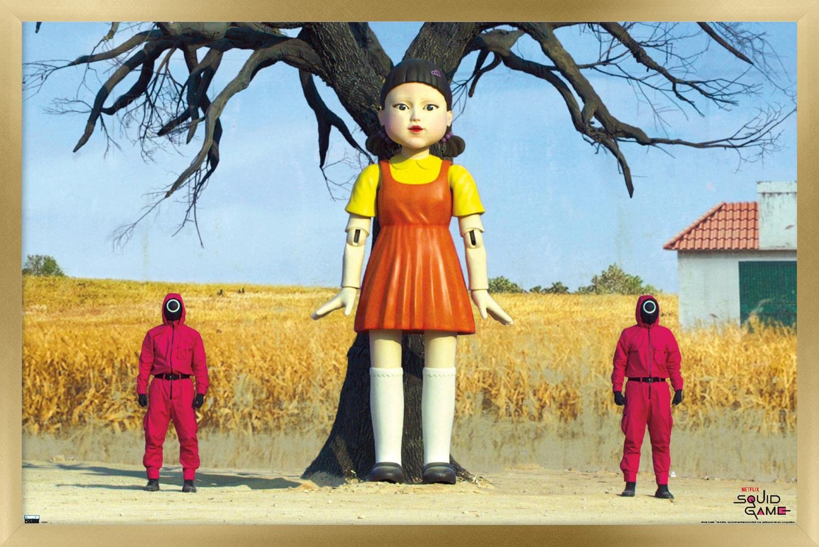 Trends International Netflix Squid Game - Doll Wall Poster, 14.725" x 22.375", Gold Framed Version