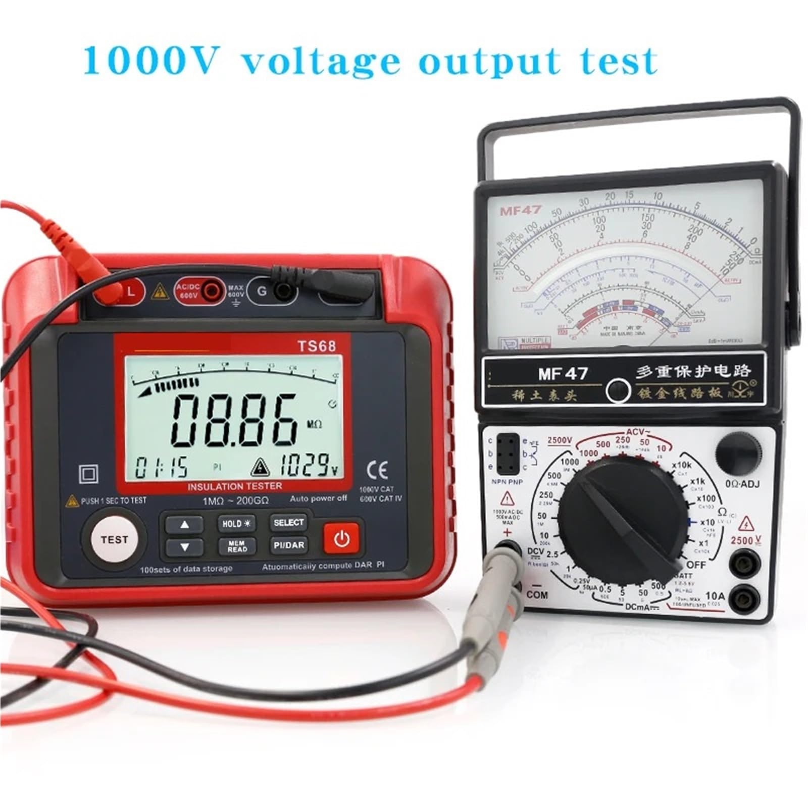 Analizzatore di reti elettriche, Il tester di resistenza isolamento TS68 Megaohmmetro digitale ad alta precisione 500V 2500V Misuratore portatile intelligente