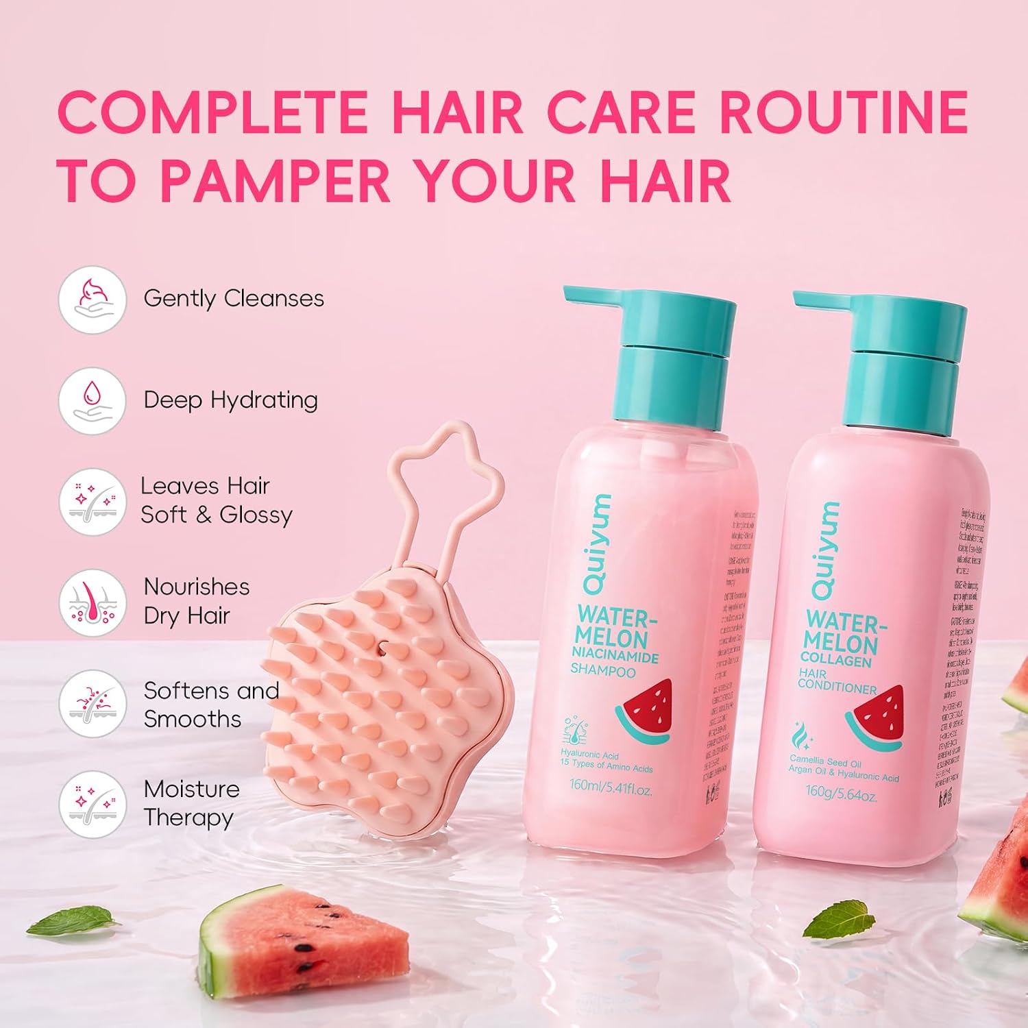 QUIYUM Watermelon Hair Care Set, Shampoo & Conditioner Set, Daily Care image 3