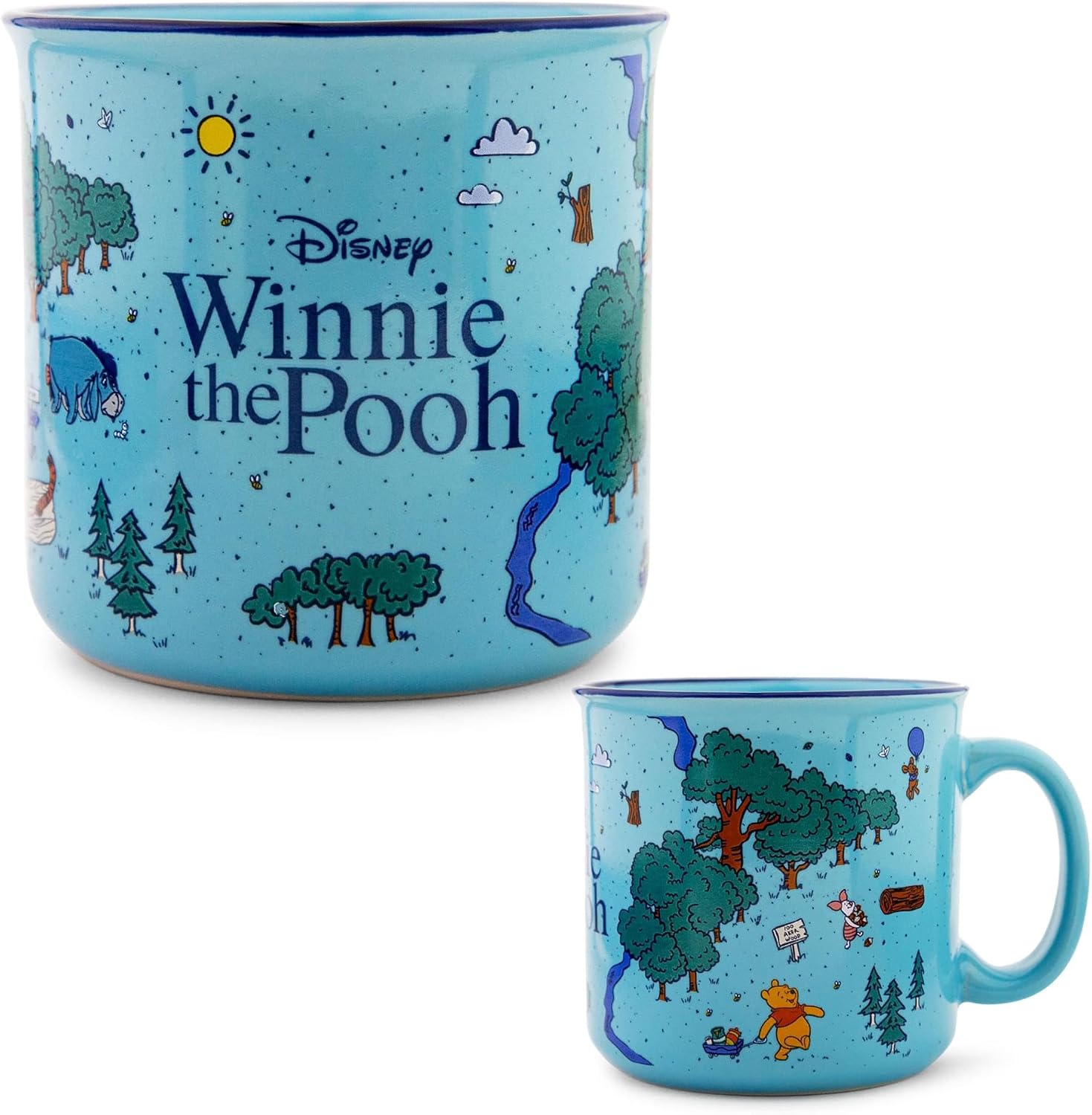 Winnie The Pooh Disney Map of the Hundred Acre Wood Ceramic Mug | BPA-Free Large Coffee Cup For Espresso, Tea | Holds 20 Ounces