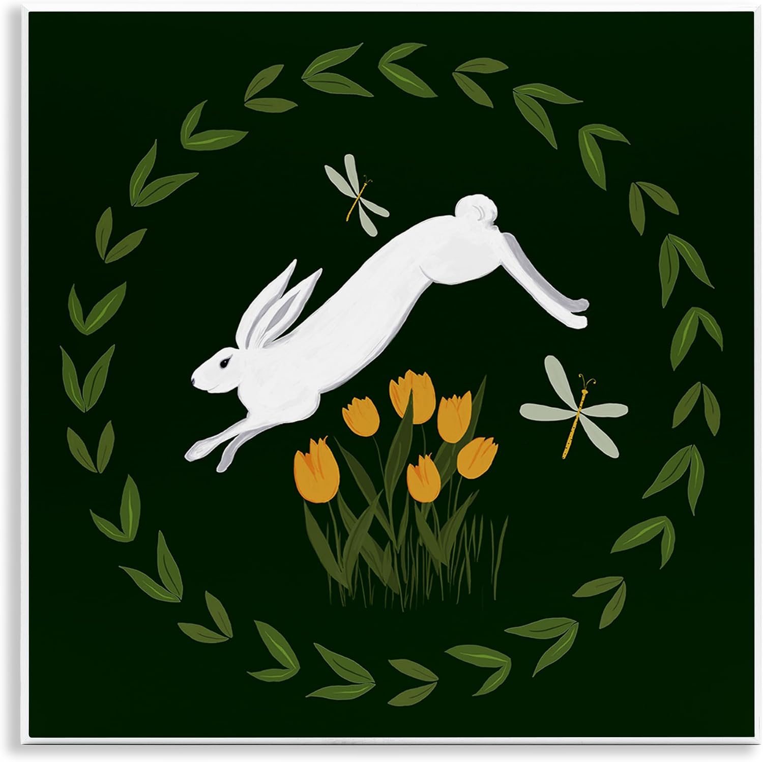 Stupell Industries 'Bunny Hopping in Wreath'| Wall Plaque Art | Stupell Industries | 12 x 12 Inches, Easy to Hang and Sturdy, Made in USA, by Michelle Ingari Designs