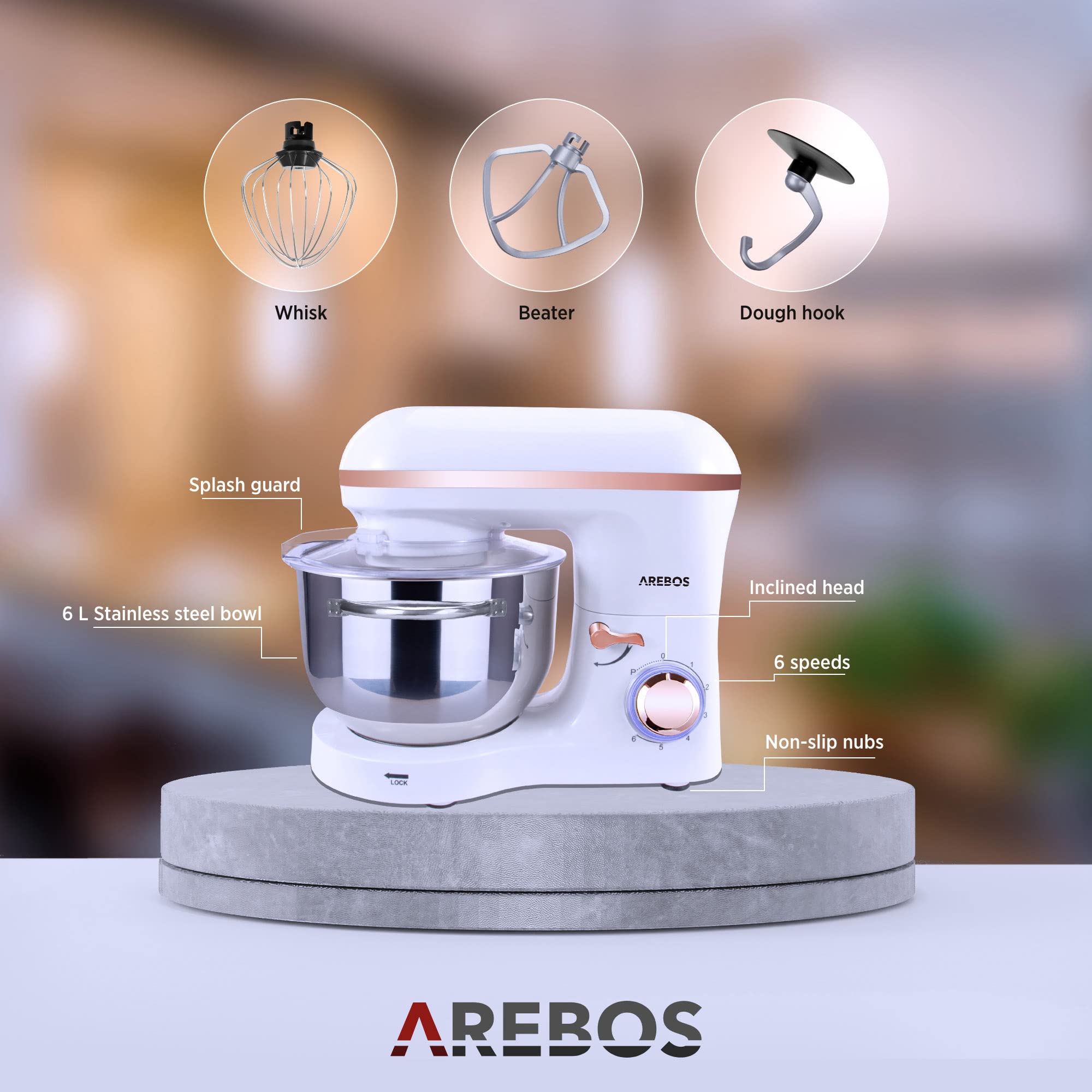 Arebos Küchenmaschine 1500W weiß ab 79,90 € | Preisvergleich bei