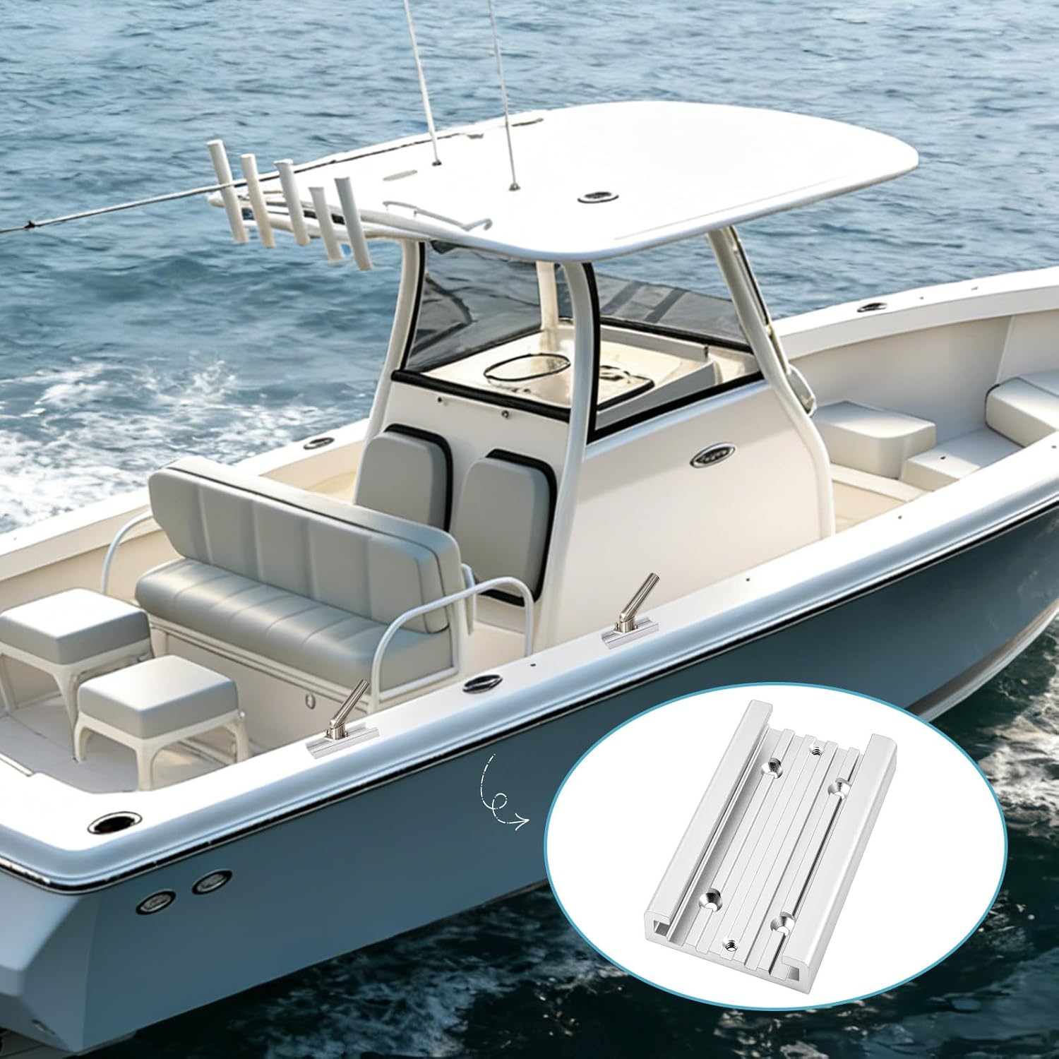 Frienda Aluminum Mounting Track System for Boat Accessories, Fishing Systems Mounting Tracks for Rod Holders, Anodized Aircraft Grade Aluminum