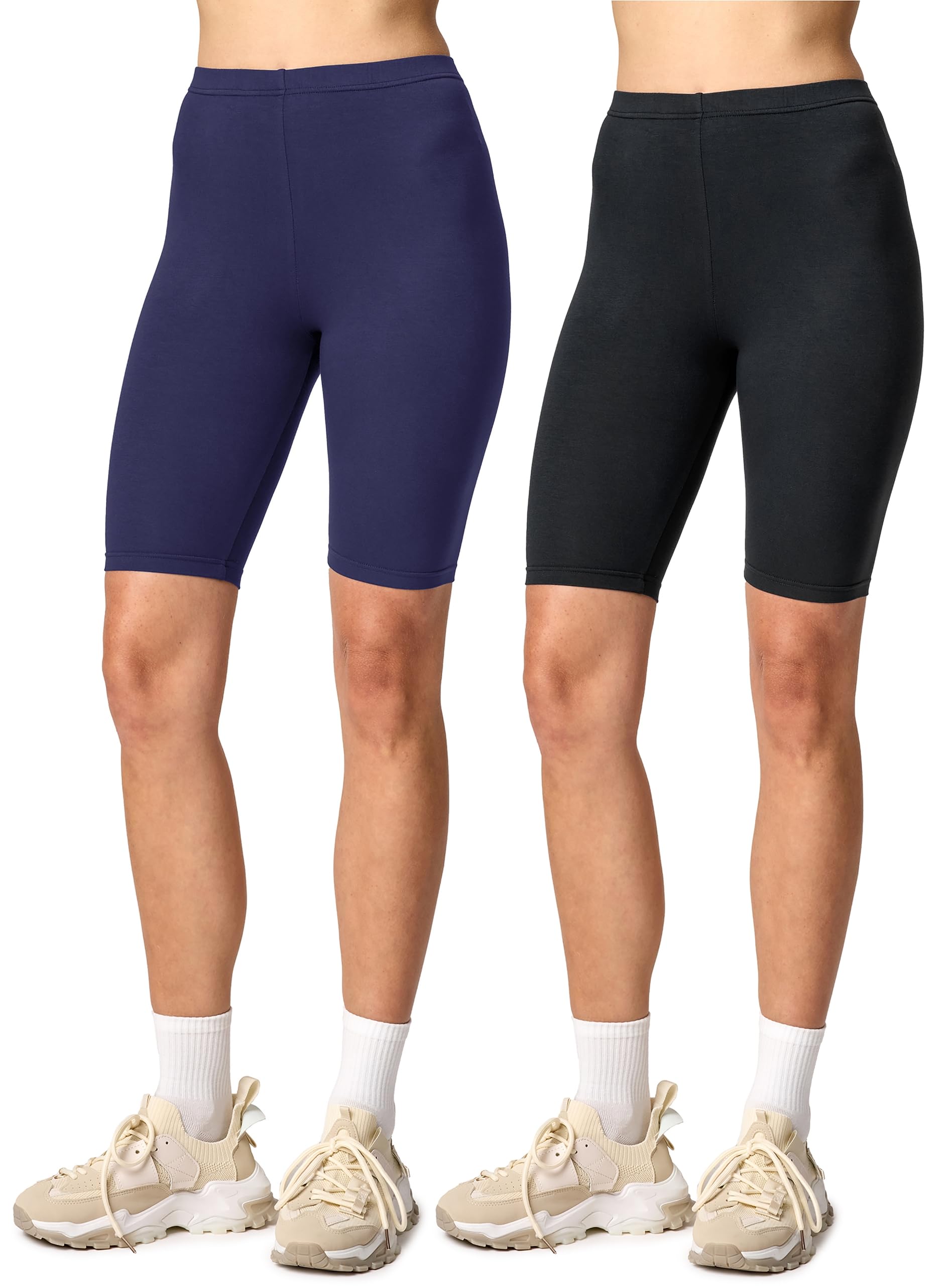 Merry Style Women's Black/Navy Leggings Short 2 Pack Ms10-145(, M)