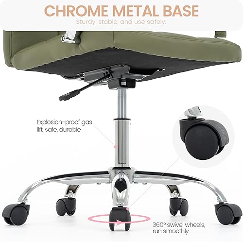 Miniatura 6 de MFD LIVING Silla de escritorio de respaldo alto moderna silla de trabajo de piel sintética con brazos silla ejecutiva giratoria ajustable con ruedas