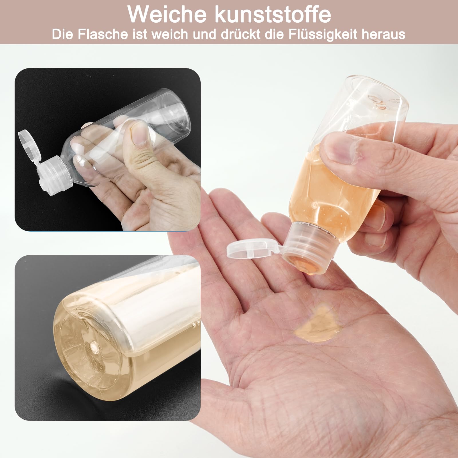 REJOECE 15 Pcs 50ml Travel Bottles Container for Toiletries Flip Cap Plastic Squeeze Bottles with Labels Use for Shampoo Lotion - Image 3