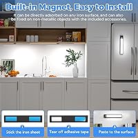 Vista 7 de Paquete de 3 luces LED para debajo del gabinete, 32 luces LED de color blanco frío recargables debajo del gabinete, luces LED con sensor