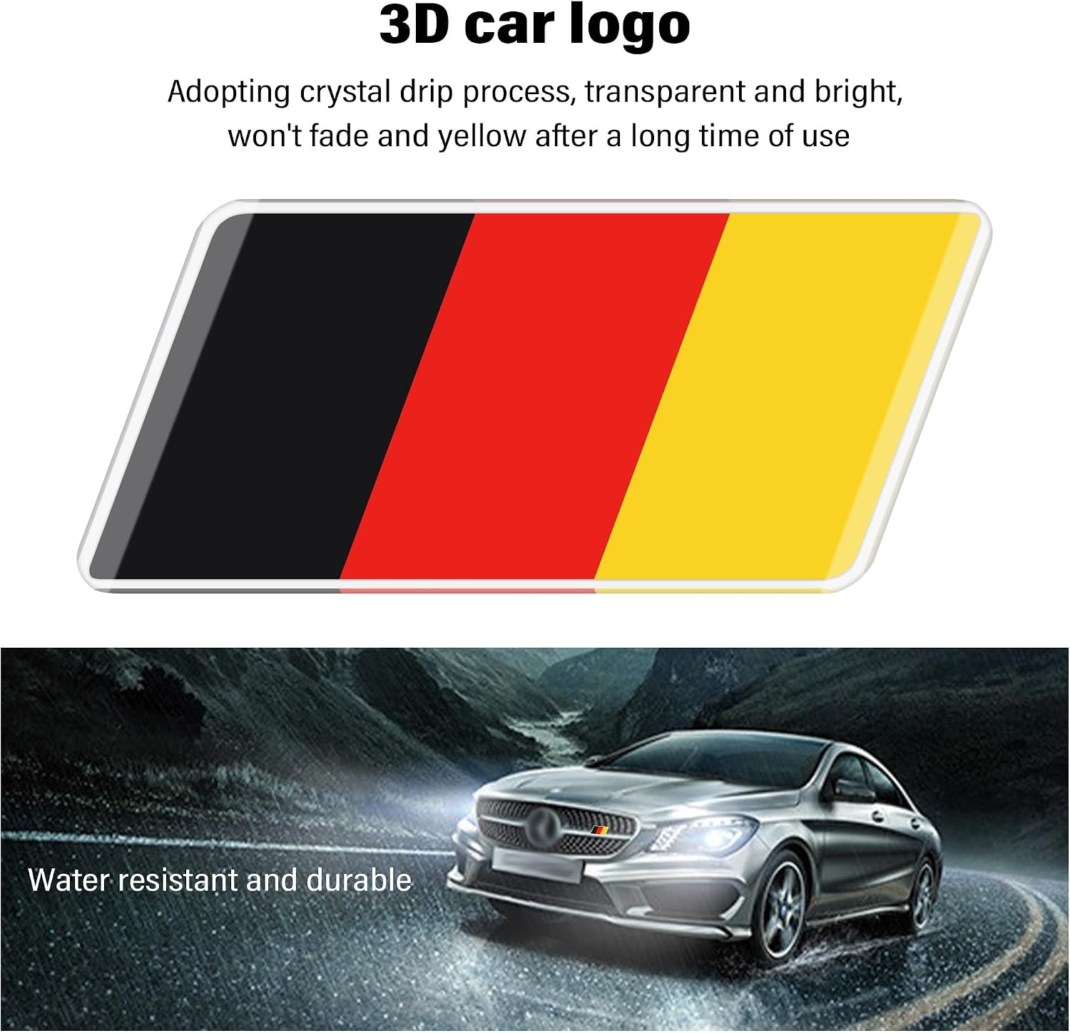 SSNNUU 3D Car Emblem Stickers For Car Decor,Unique Germany Flag Front Grill Emblem Grill Badge For Front Fender,Door,Bumper,Car Badges Decals With L