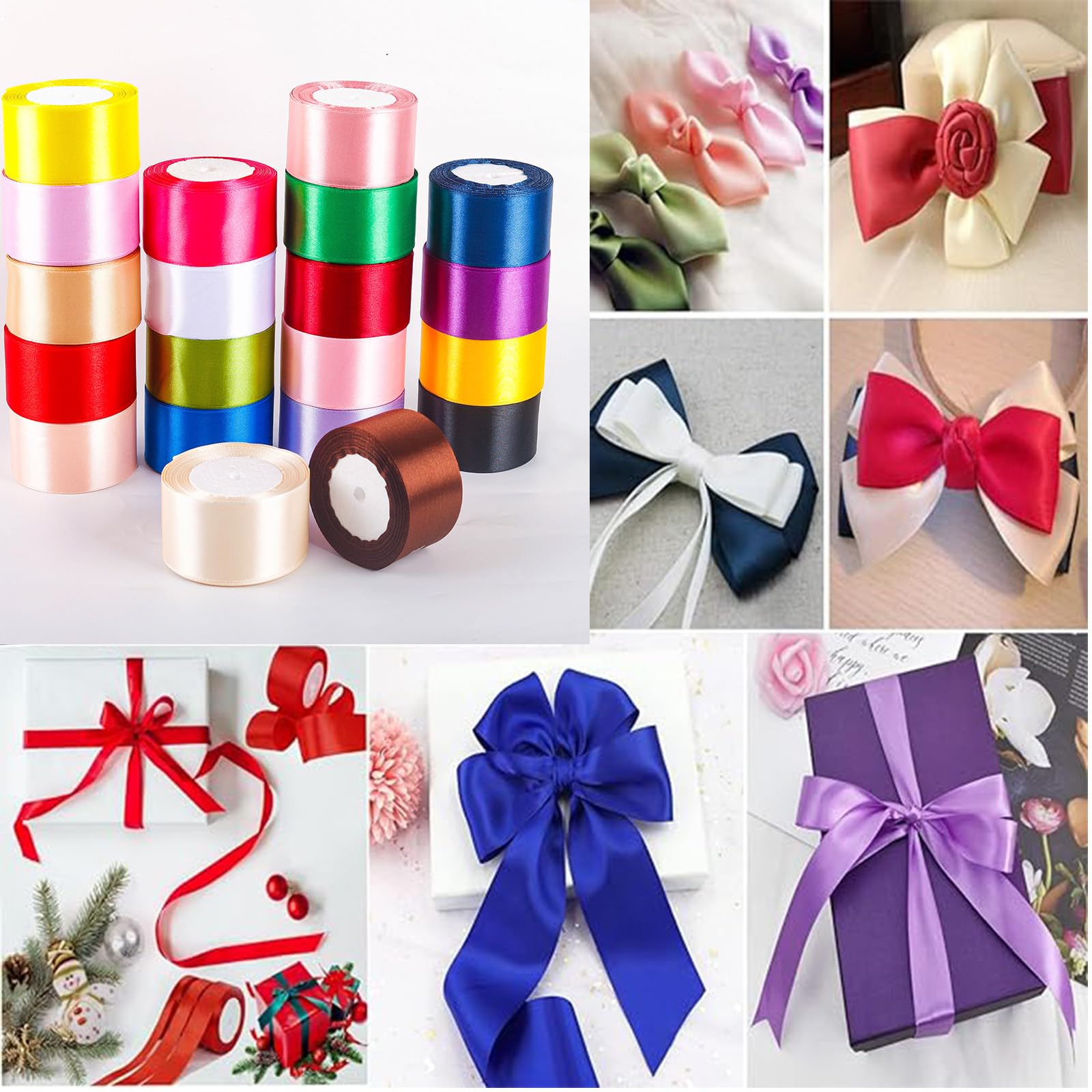 75mm Wide White Solid Satin Ribbon for Gift Wrapping 22M,Silk Thick Ribbon Polyester Ribbons 75mm for Crafting Christmas,Hair Bows - Image 4