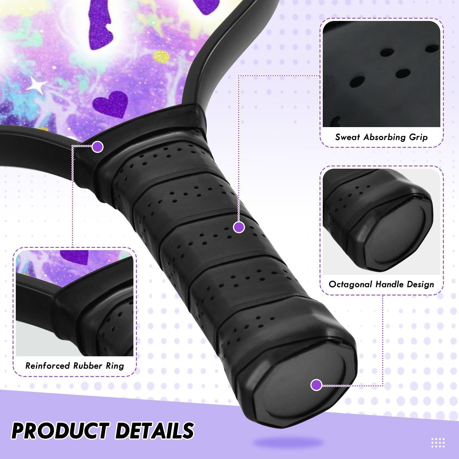 Nebula Purple Equine Layout Textured Carbon Pickleball Paddle