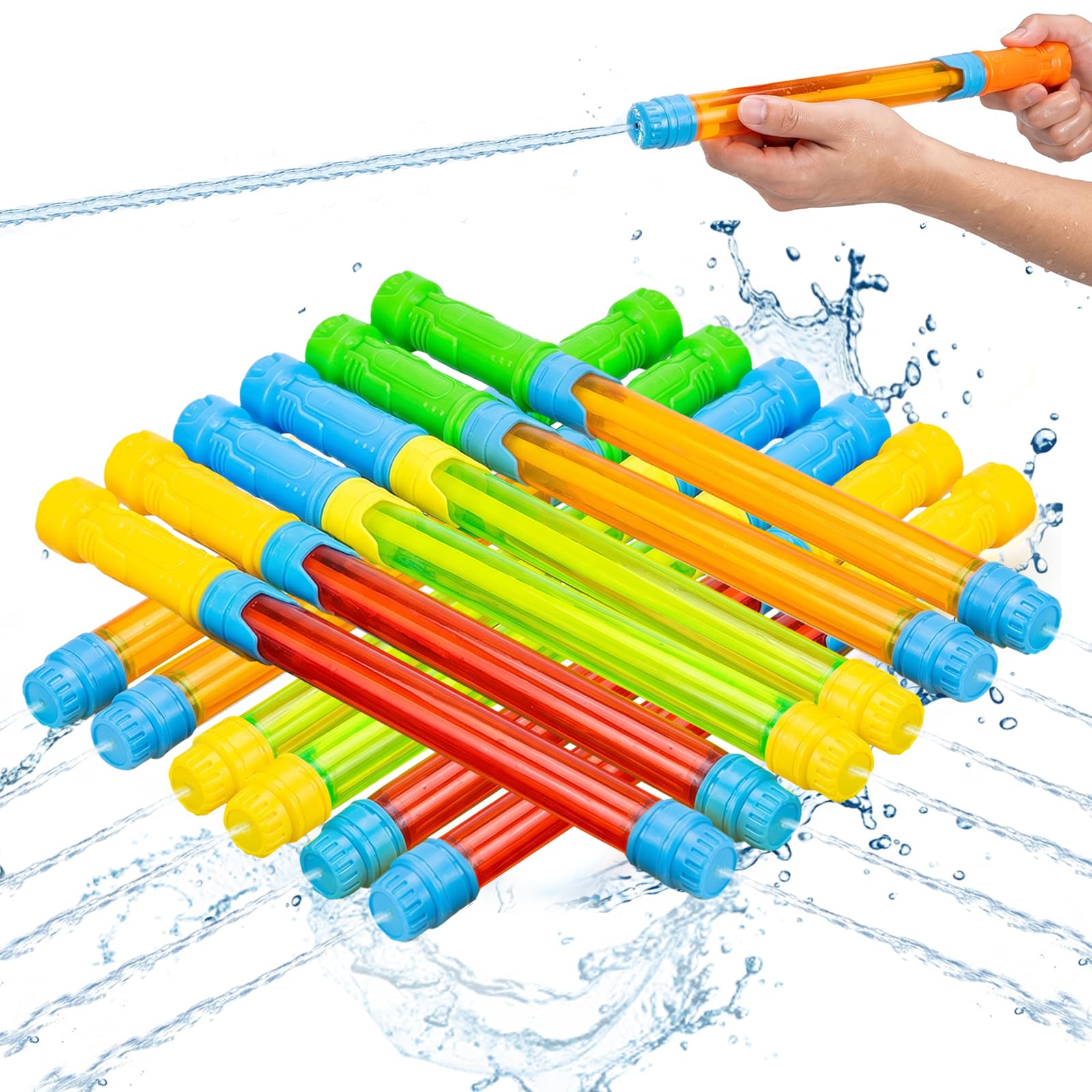 12 Pack Water Gun Kids, 16.5''/41.9cm Water Pistol Soaker Blaster Squirt for Kids and Adults, 33ft Long Range Squirt Gun Summer Swimming Pool Backyard Beach Garden Outdoor Water Fight Play Toys