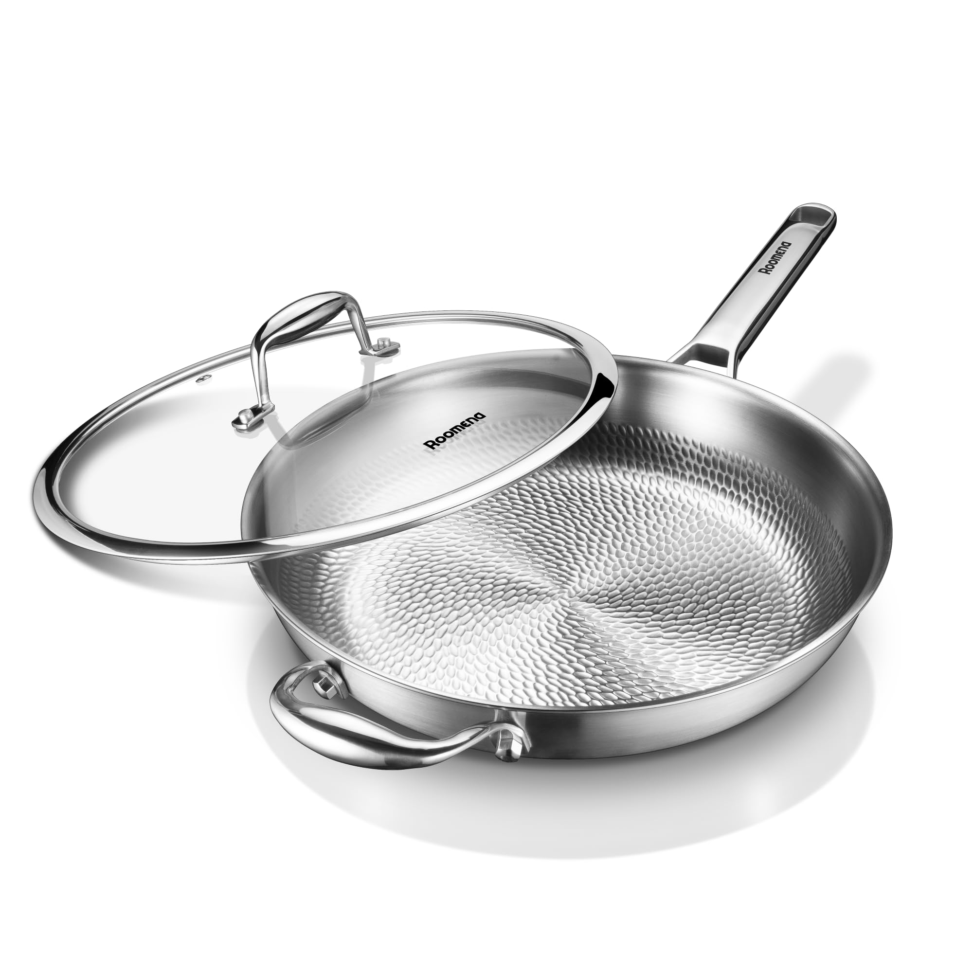 Roomena Titanium frying pan for cooking,12-Inch with Lid&Tagine design | PFAS/PFOA/PTFE-F…