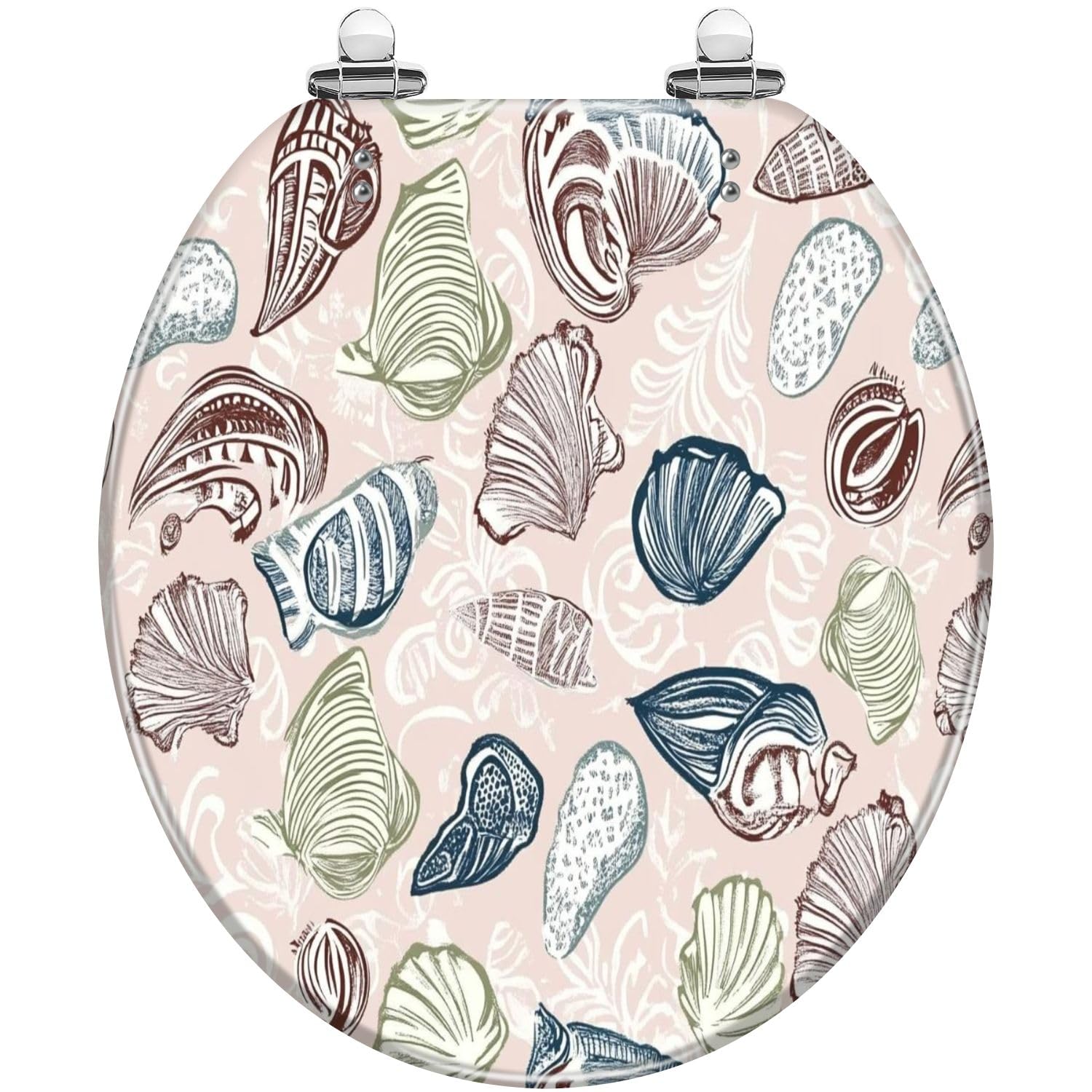 Tazyyzuu Multi2 Pink Marble Rose Gold Elongated Toilet Seat Slow Close Quick-Release Hinges(,16.5X14.5)