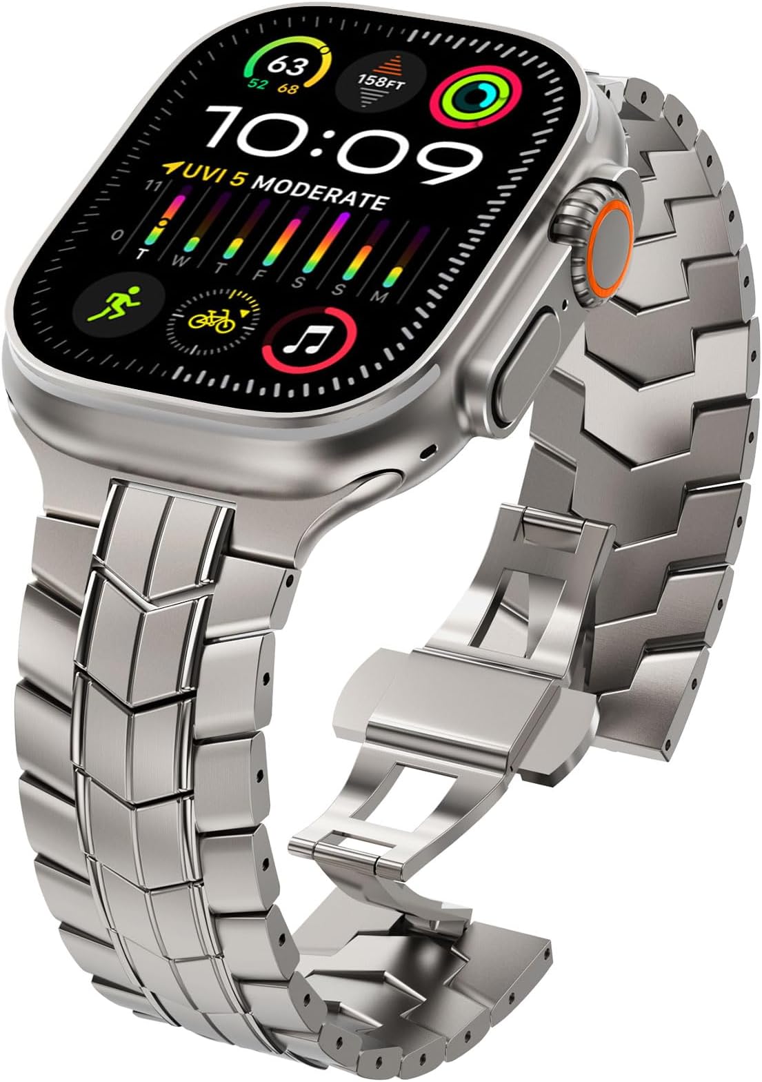 WINGLE Titanium Band for Apple Watch Ultra 2 Band 49mm 45mm 44mm 42mm Series 9 8 7 for Men Titanium Apple Watch Ultra Bands Lightweight Strap for iWatch Ultra/Ultra 2 SE Series 9 8 7 6 5 4 3
