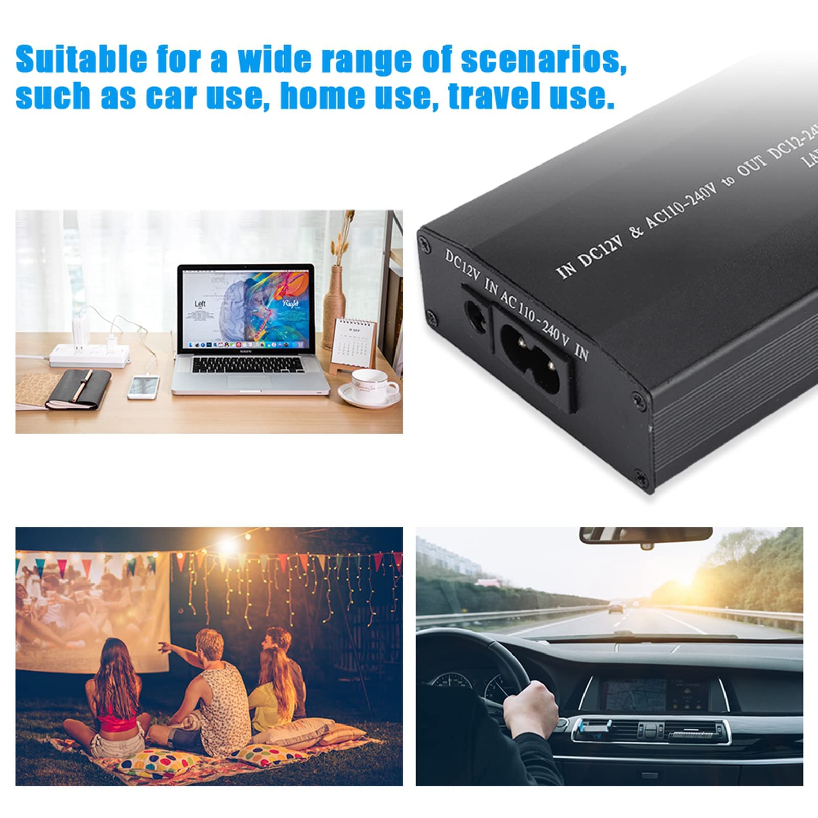 Zasilacz do notebooka 120 W ze złączami 34 dc, uniwersalny zasilacz do notebooków 120 w do użytku domowego/pojazdowego z zasilaczem 34 dc do wszystkich laptopów(EU)