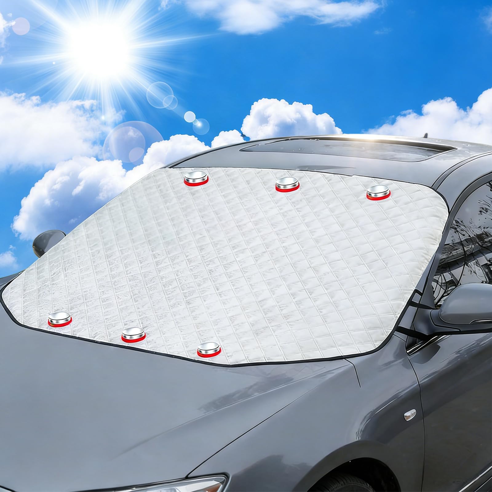 Zettum Copriparabrezza Invernale Per Auto Con Copertura Specchietti - Tessuto Oxford 600D Impermeabile E Antivento - Adatto Per Pickup, SUV, Camion (177,8 X 127 Cm)