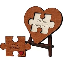 Will You Marry Me Puzzle - Engraved Wedding Proposal Ideas for Boyfriend Girlfriend, Surprise Engagement Proposal Wooden Sign, Romantic Way to Pop the Question to Your Beloved