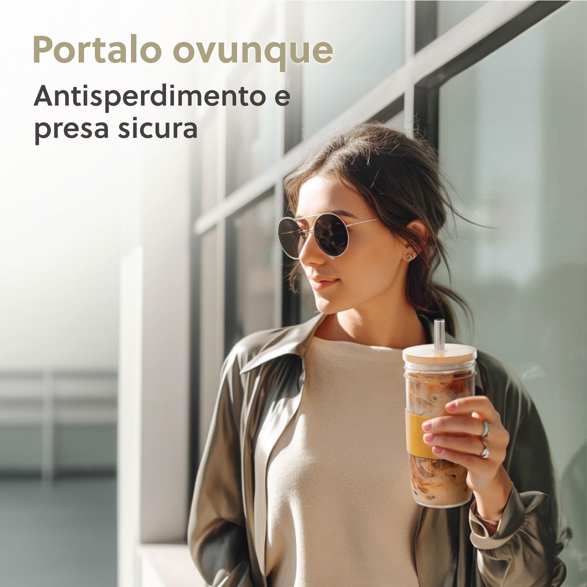 Bicchieri In Vetro Con Cannuccia E Coperchio In Bambù | Set Da 2 X 720 Ml | Per Bubble Tea, Birra, Cocktail | Lavabili In Lavastoviglie - Foto 4