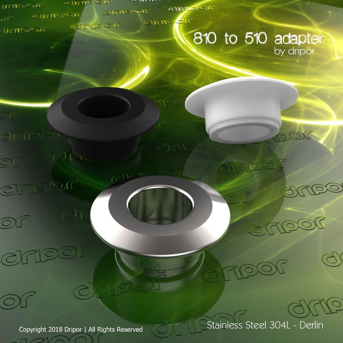 810 to 510 Adapter Ring for Drip Tips - Delrin(POM) or Stainless Steel 304L (White Delrin)