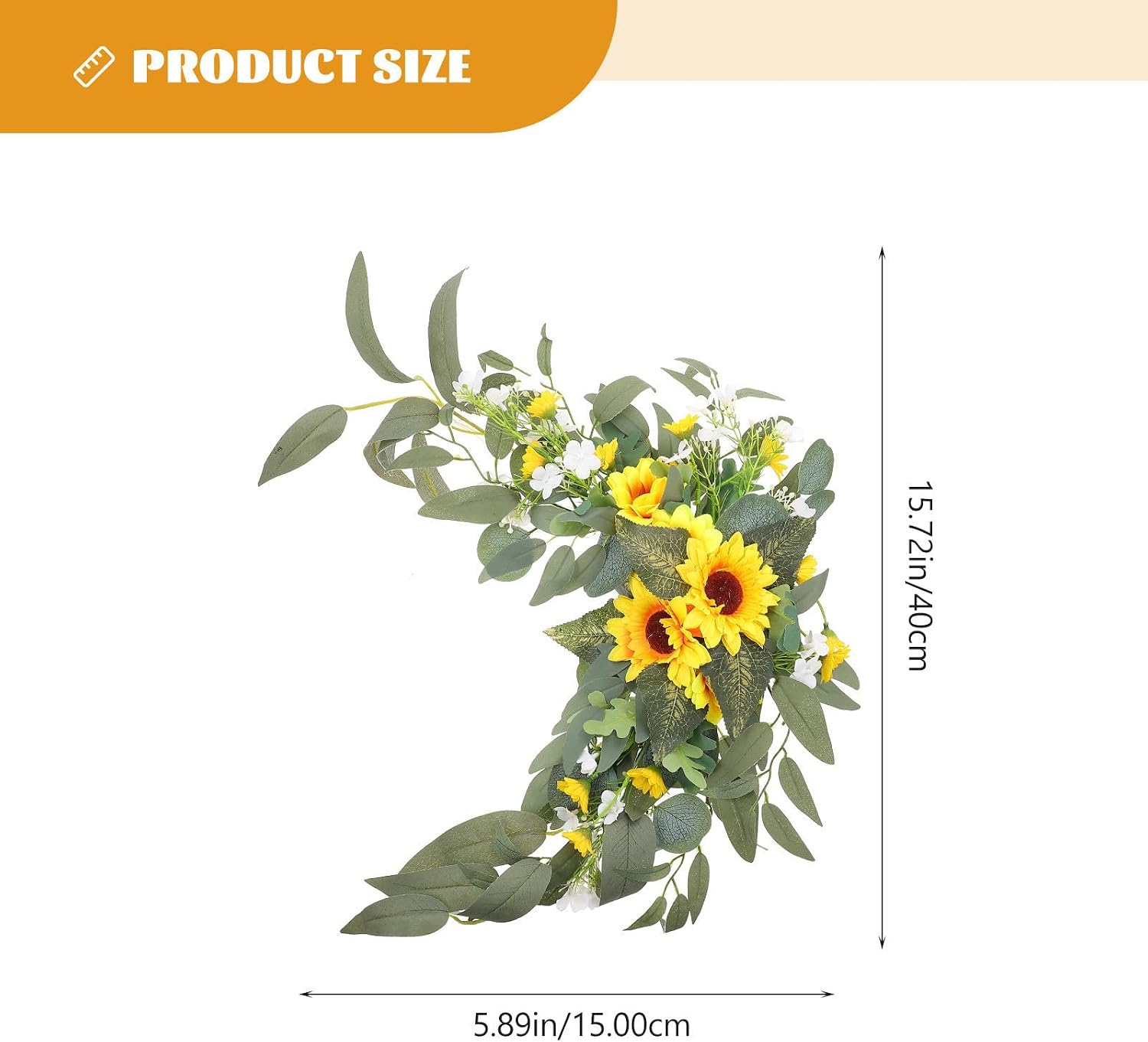 2pcs Sunflower Flower Swag Ornament Silk Cloth Wood Yellow Artificial