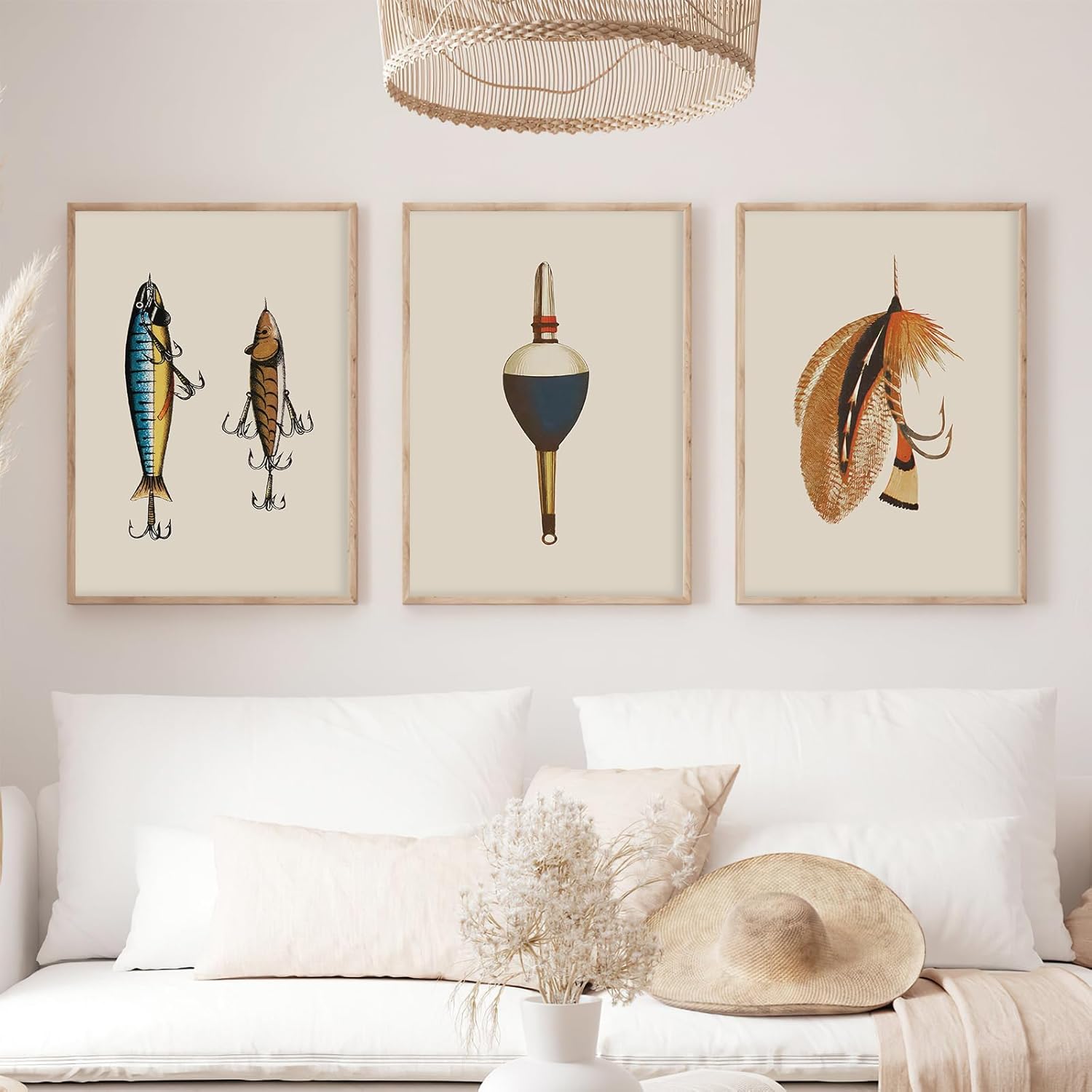 Minimalist Wall Art Coastal Cottage Poster Fishing Art Poster Fishing Enthusiast Wall Decor Retro Fishing Gear Prints Set Of 3 Angler Picture 12x16Inch UnFramed for Man Caves Office Lure Lovers' Space - Image 2